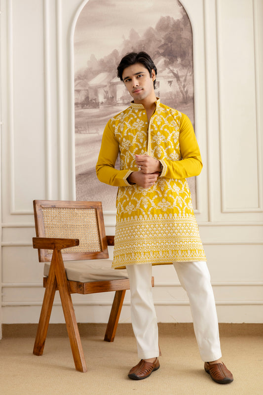 Embroidery Silk Kurta For Man