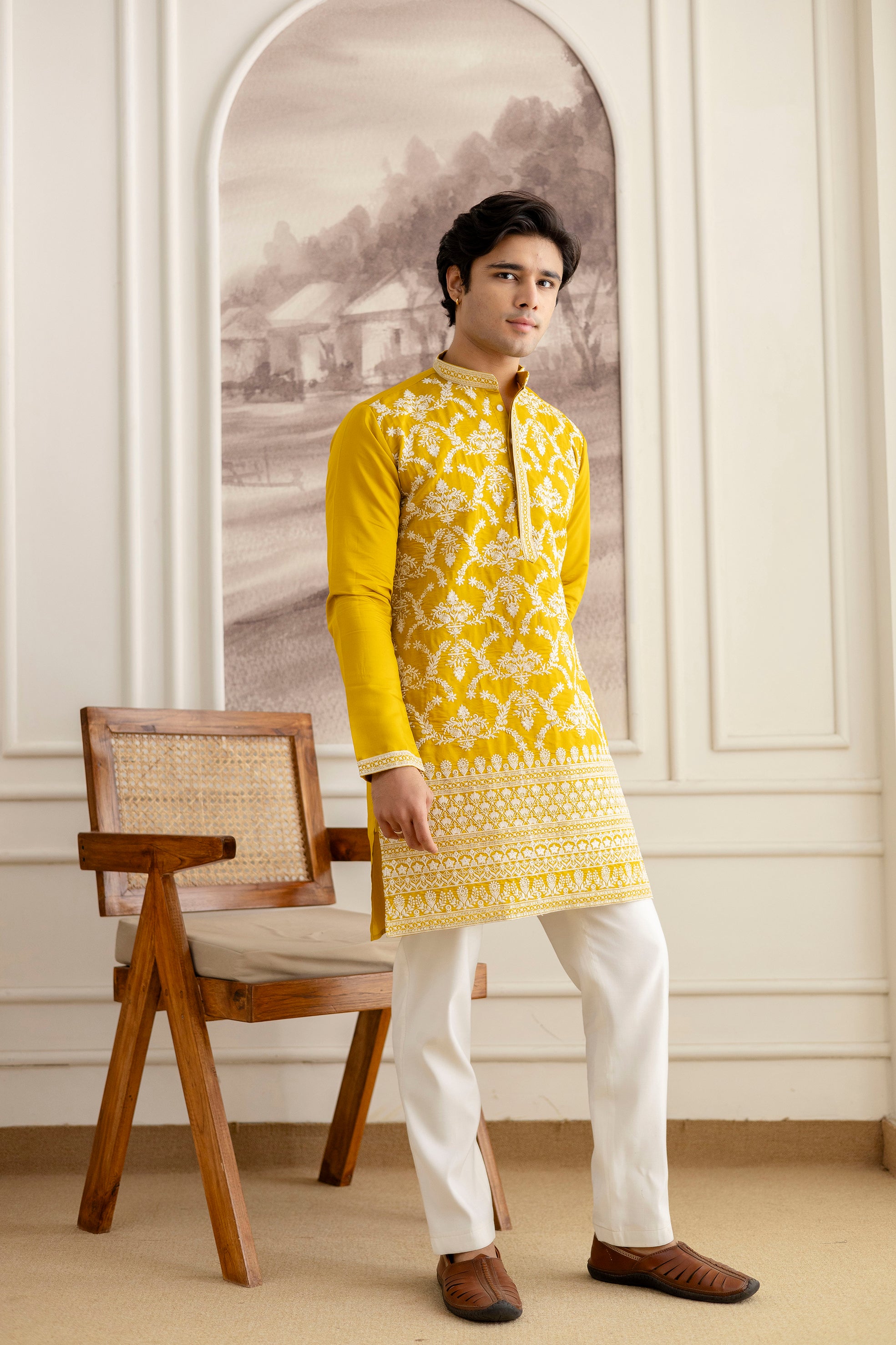 Embroidery Silk Kurta For Man