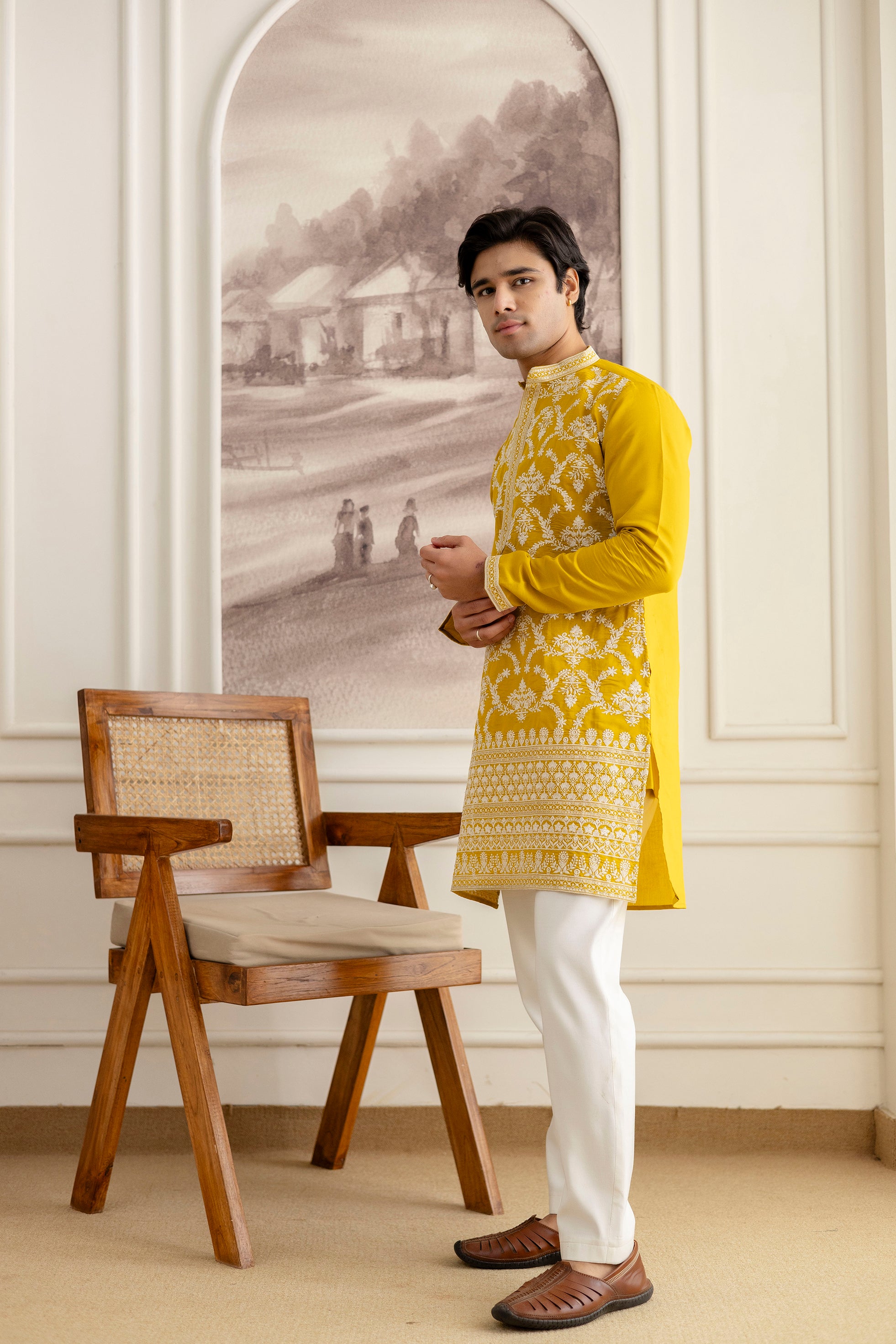 Embroidery Silk Kurta For Man