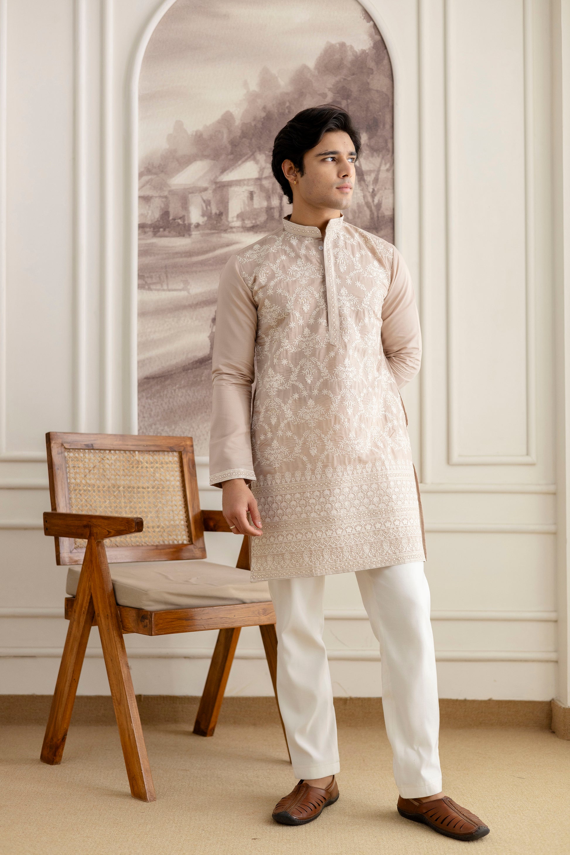 Embroidery Silk Kurta For Man
