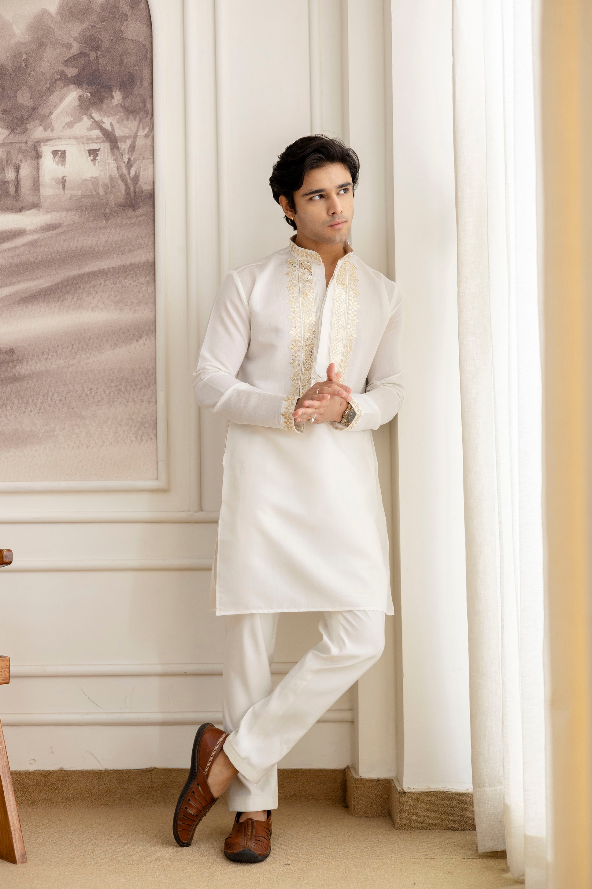 Embroidery  And Foil work  Kurta For Man
