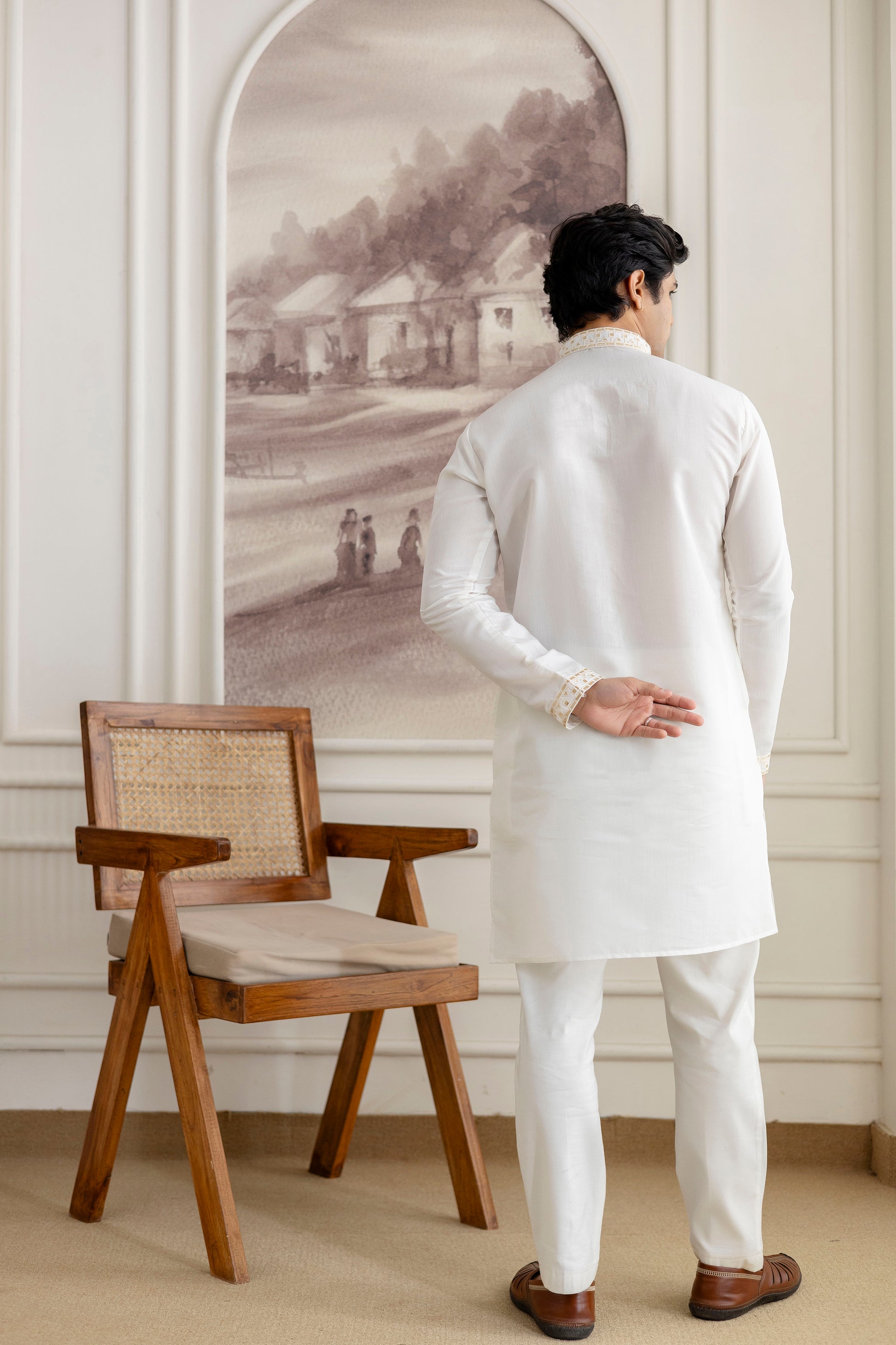 Embroidery And Foil Work Kurta For Man