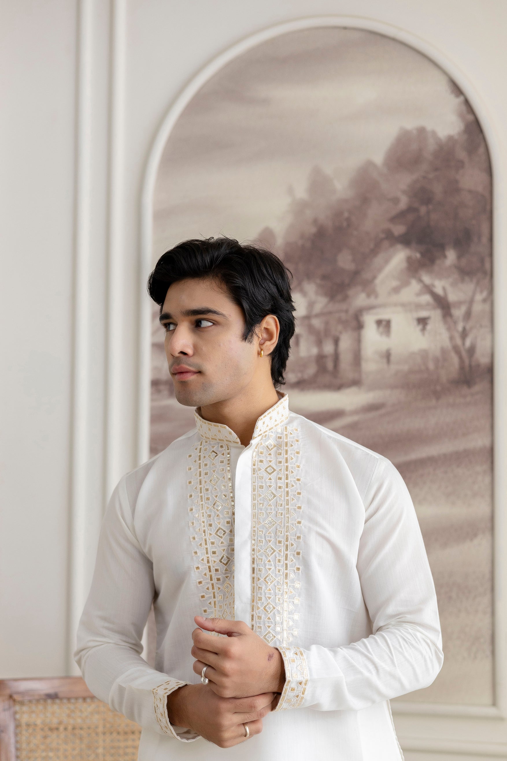 Embroidery And Foil Work Kurta For Man