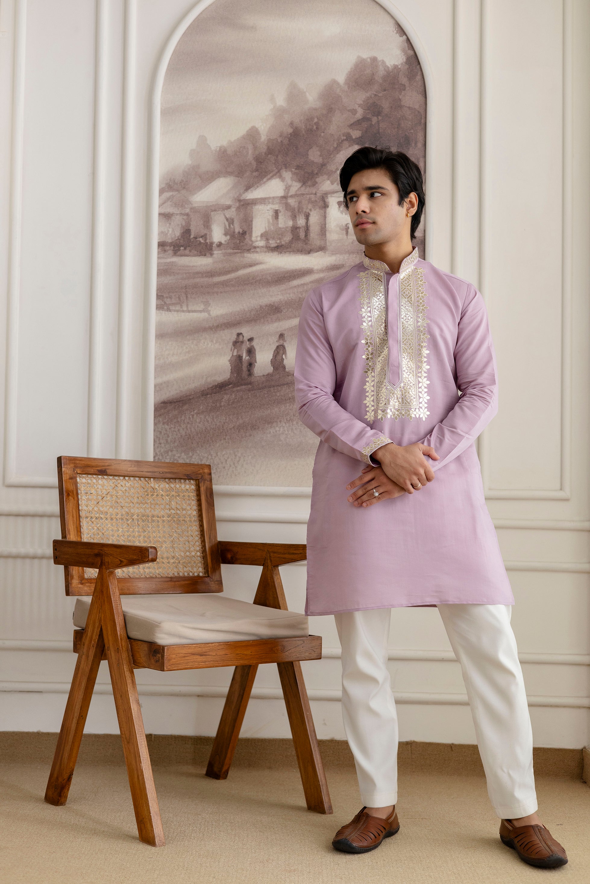 Embroidery And Foil Work Kurta For Man