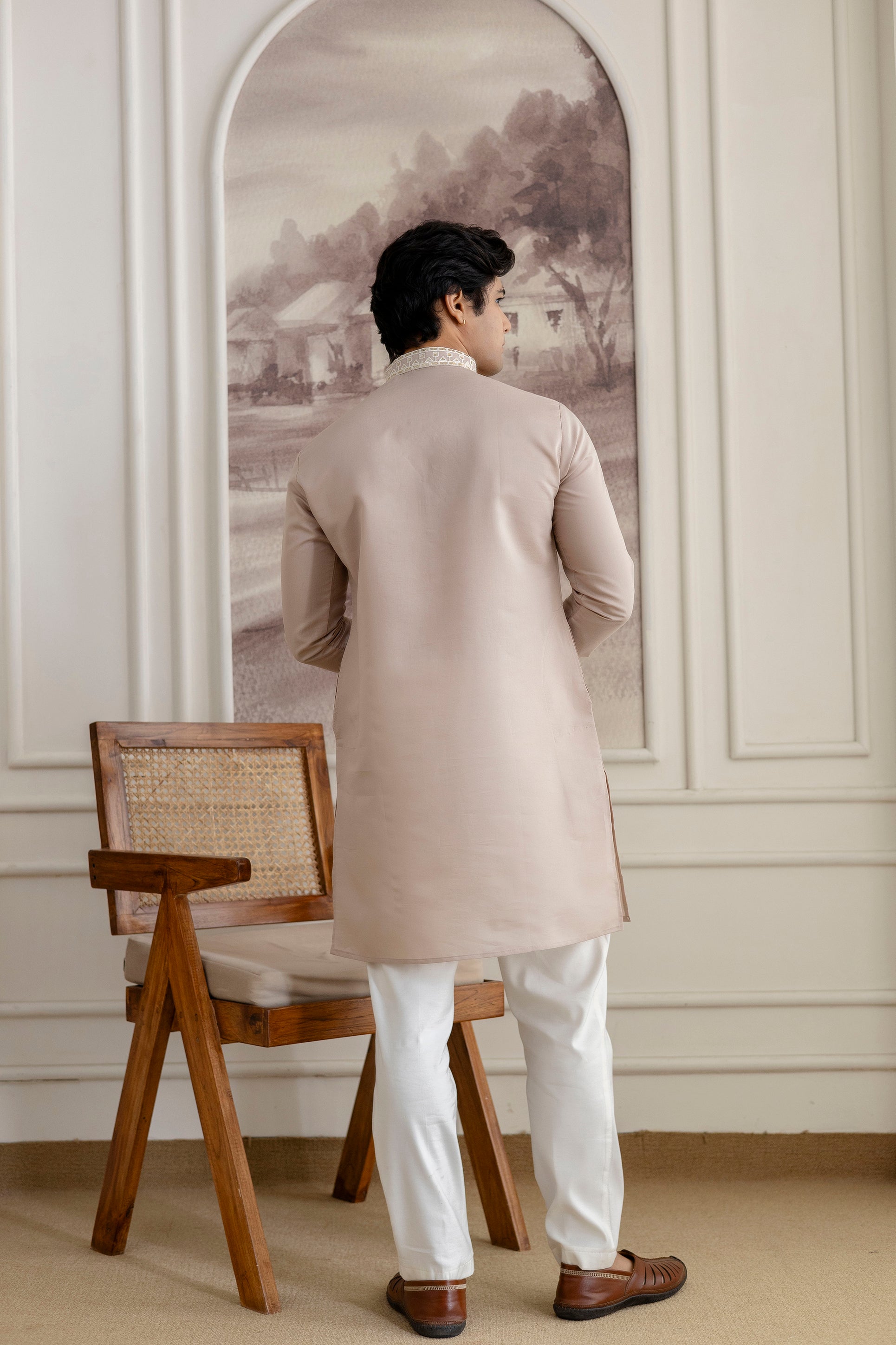 Embroidery And Foil Work Kurta For Man