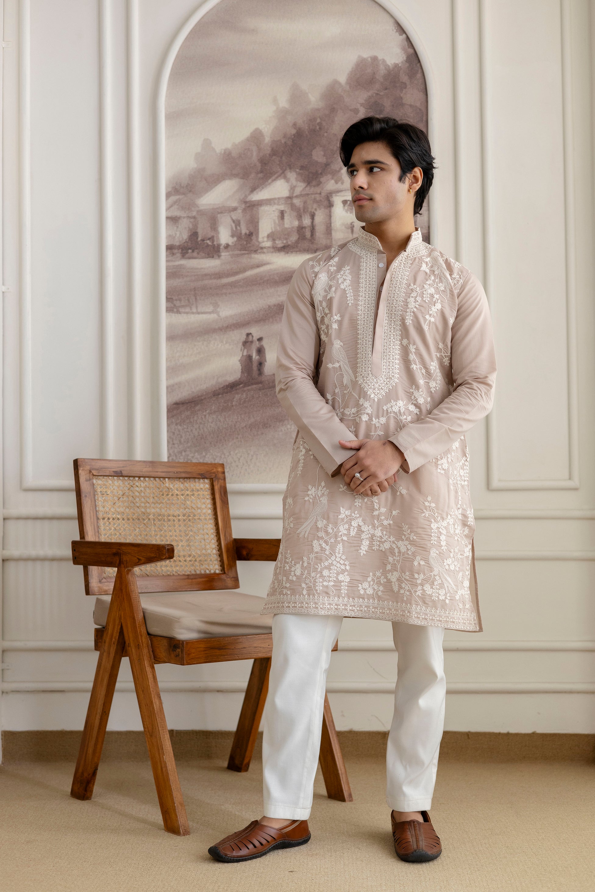Embroidery Silk Kurta For Man