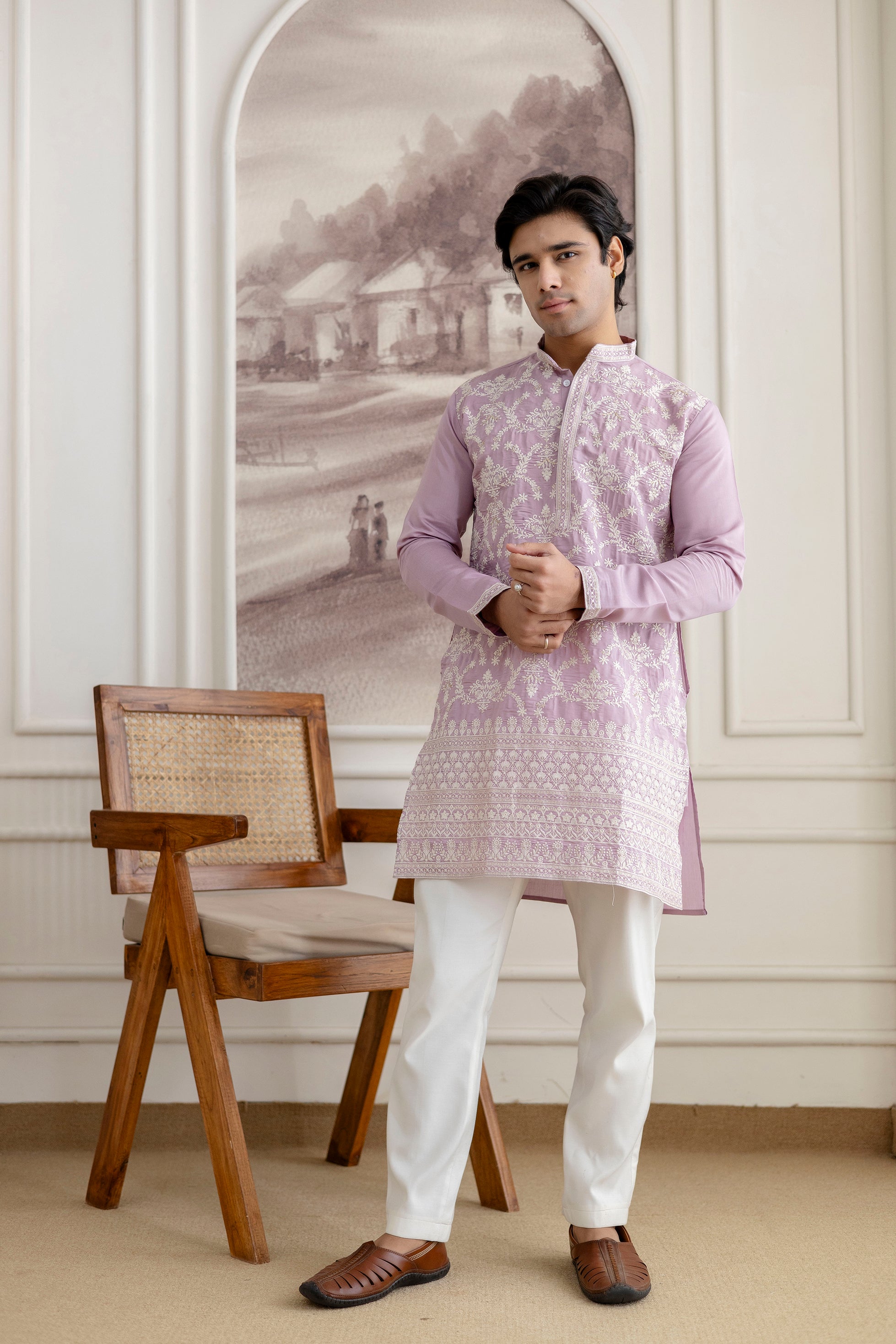 Embroidery Silk Kurta For Man