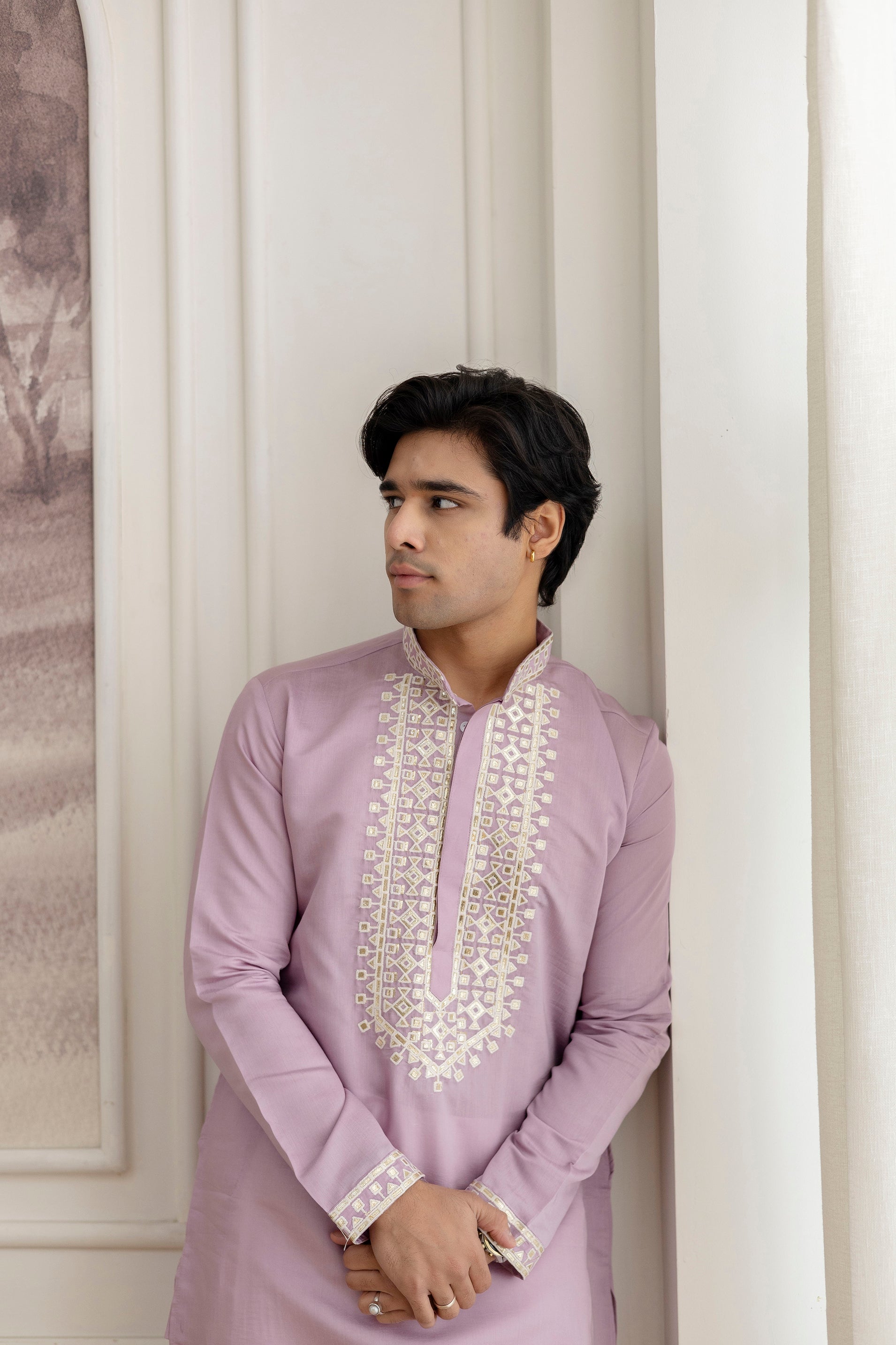 Embroidery And Foil Work Kurta For Man