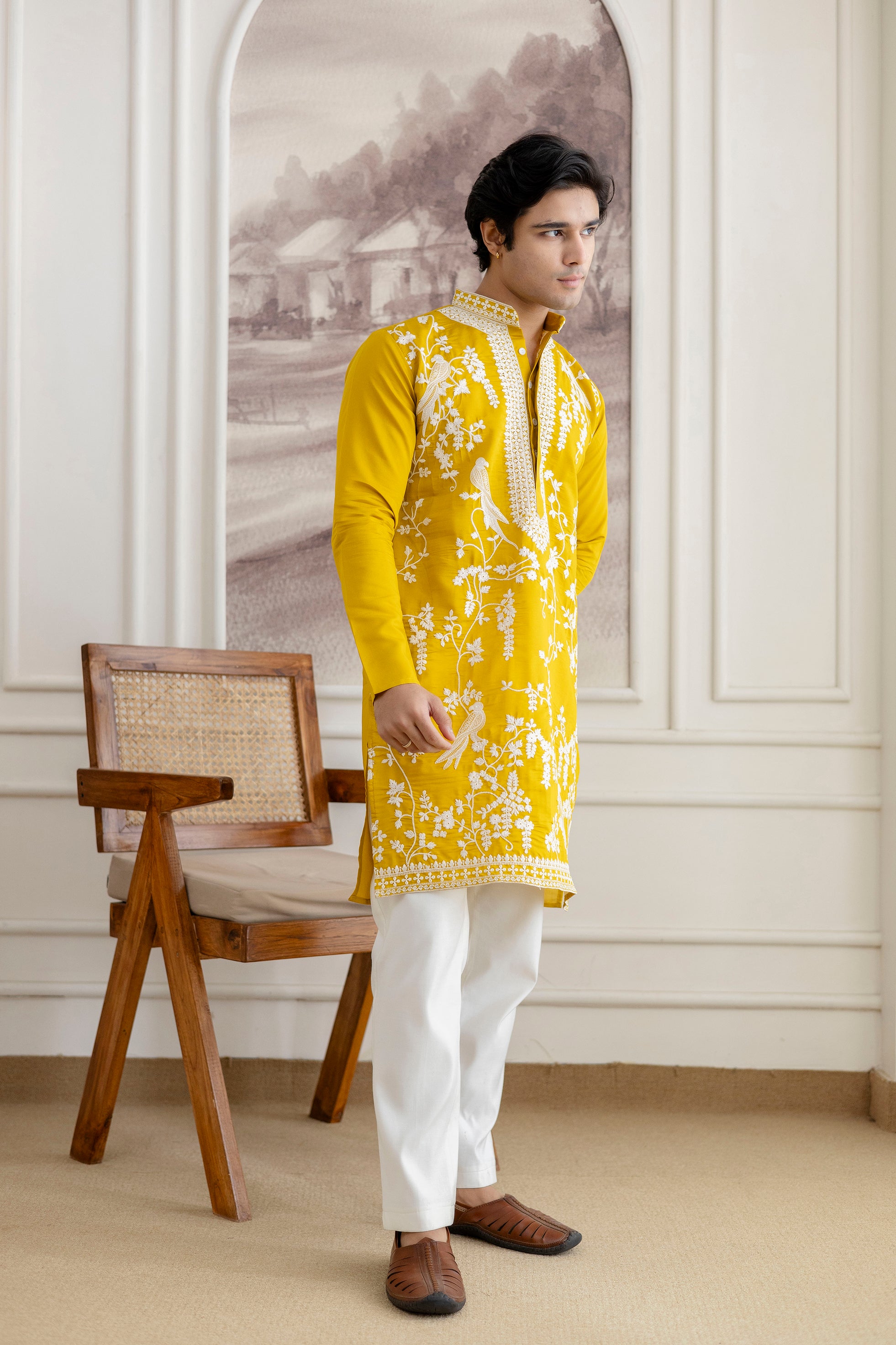 Embroidery Silk Kurta For Man
