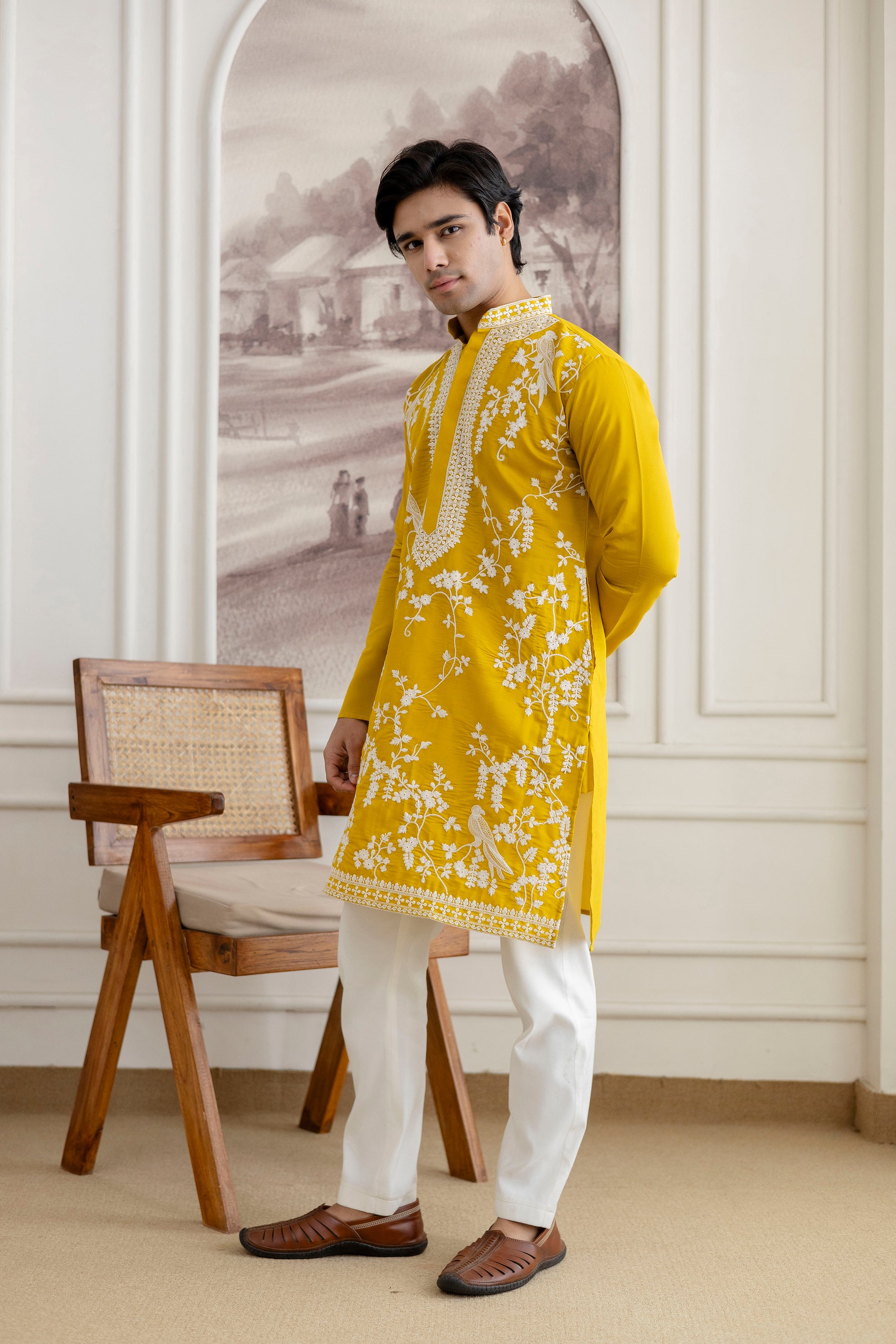 Embroidery Silk Kurta For Man