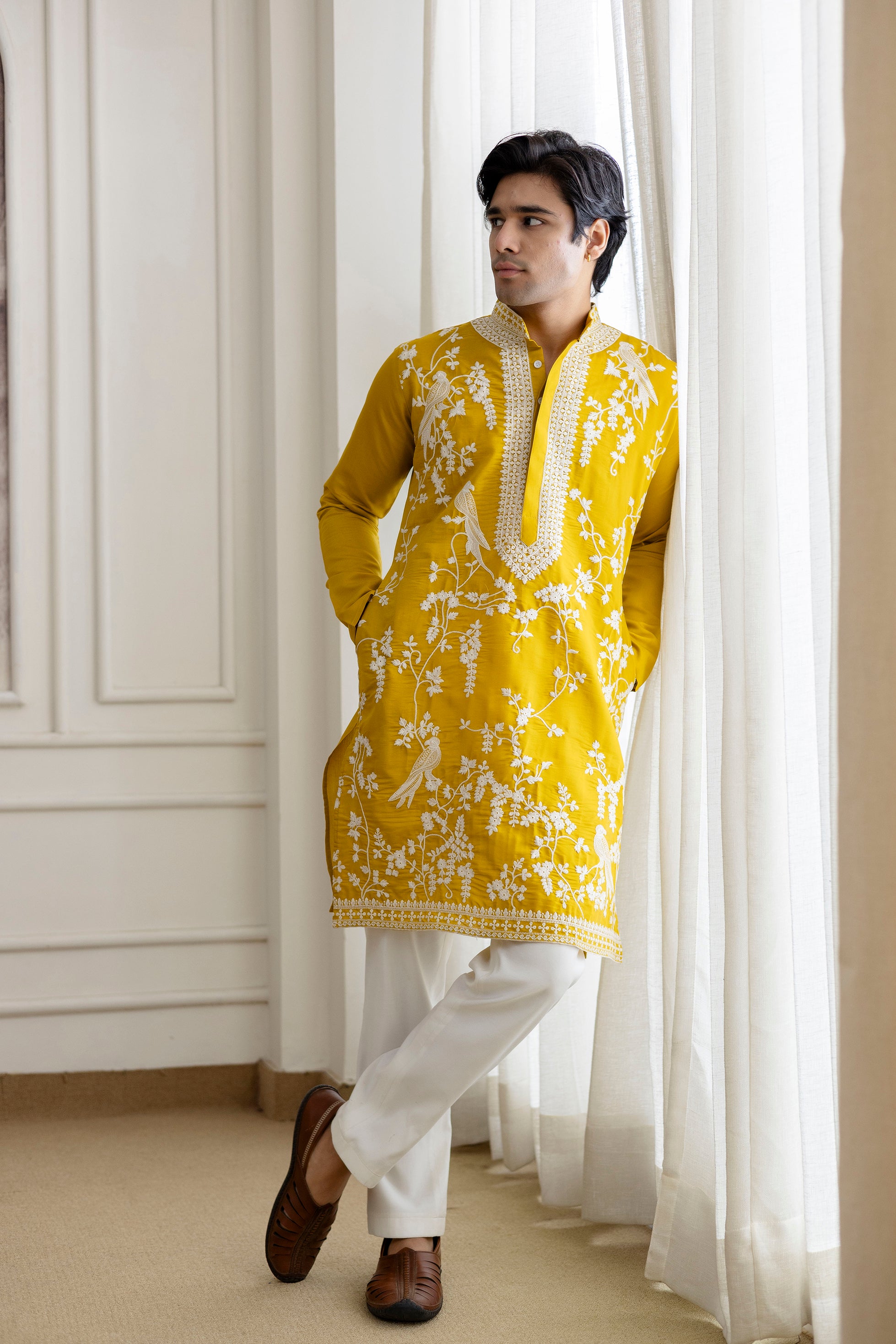 Embroidery Silk Kurta For Man