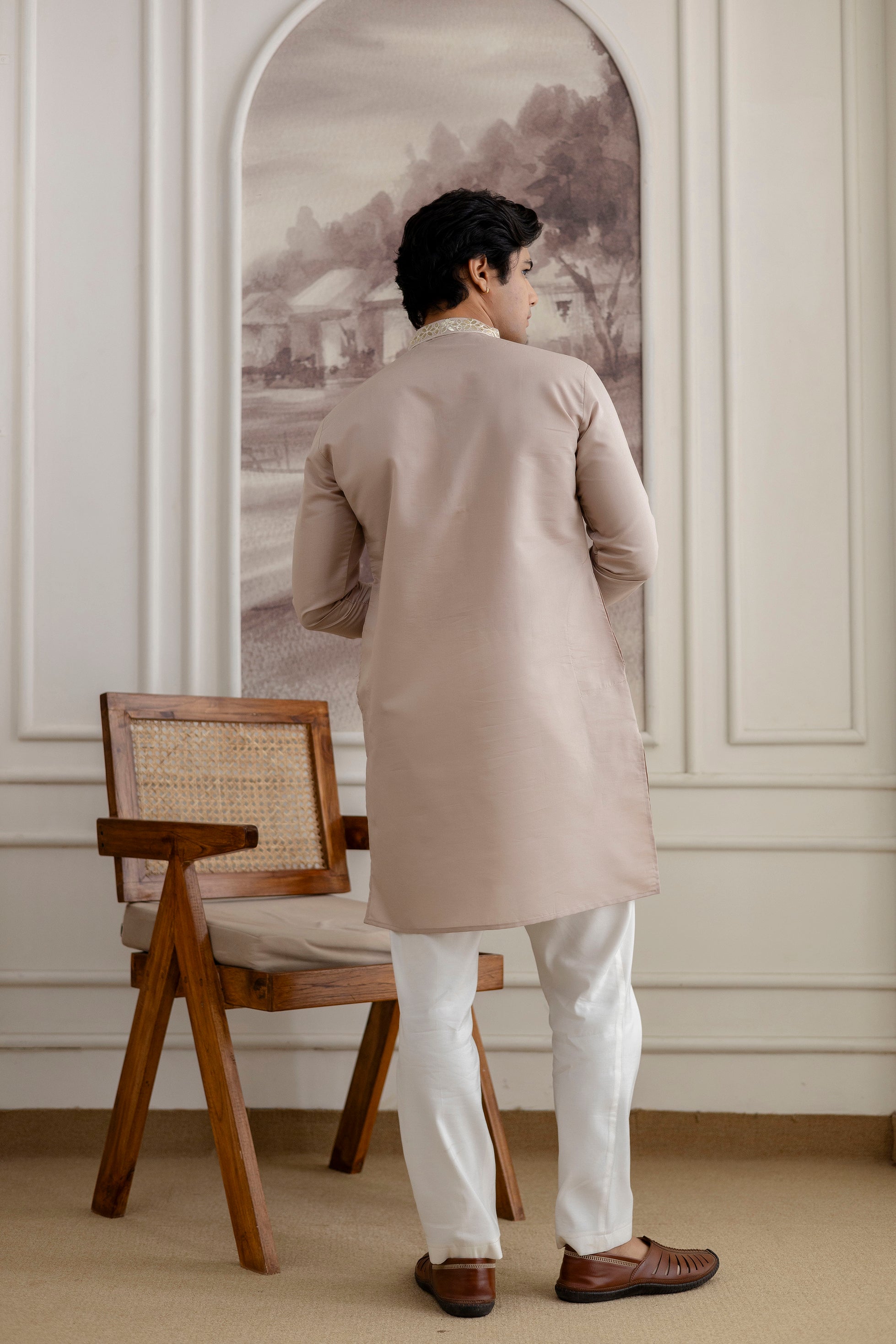 Embroidery And Foil Work Kurta For Man