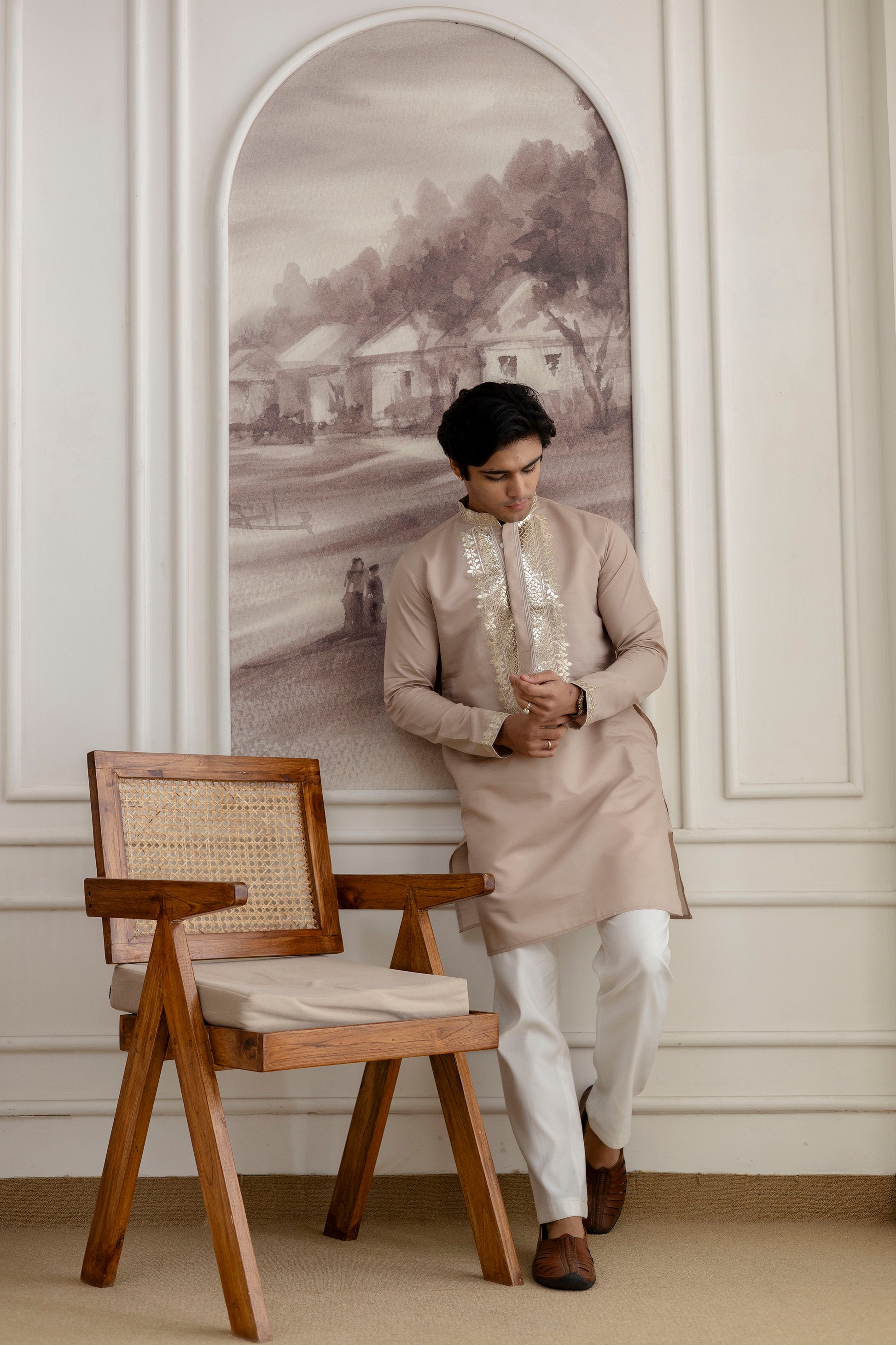 Embroidery And Foil Work Kurta For Man