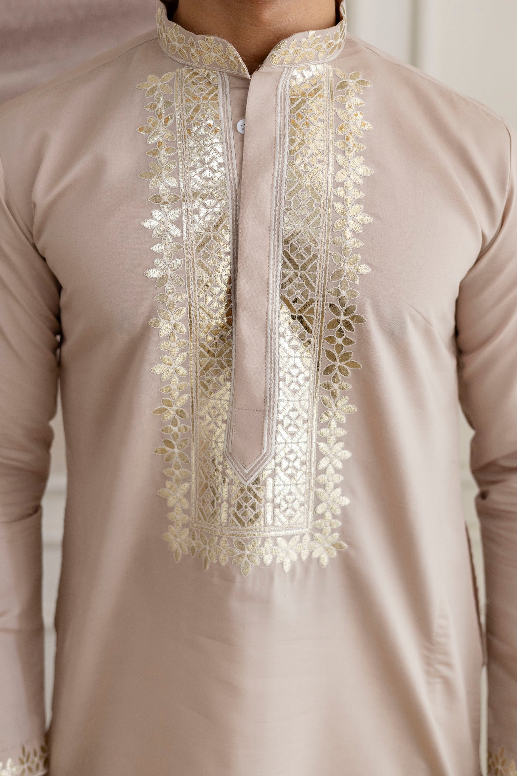 Embroidery And Foil Work Kurta For Man