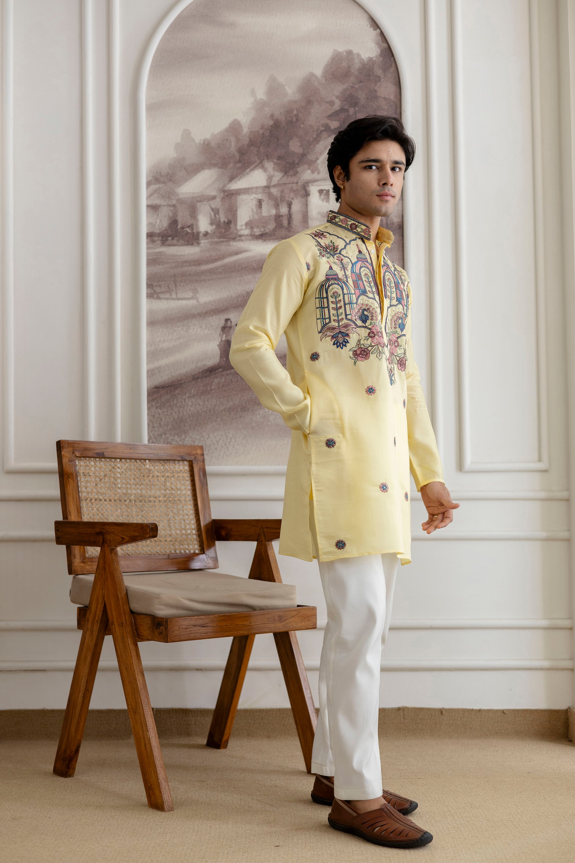 Embroidery Silk Kurta For Man