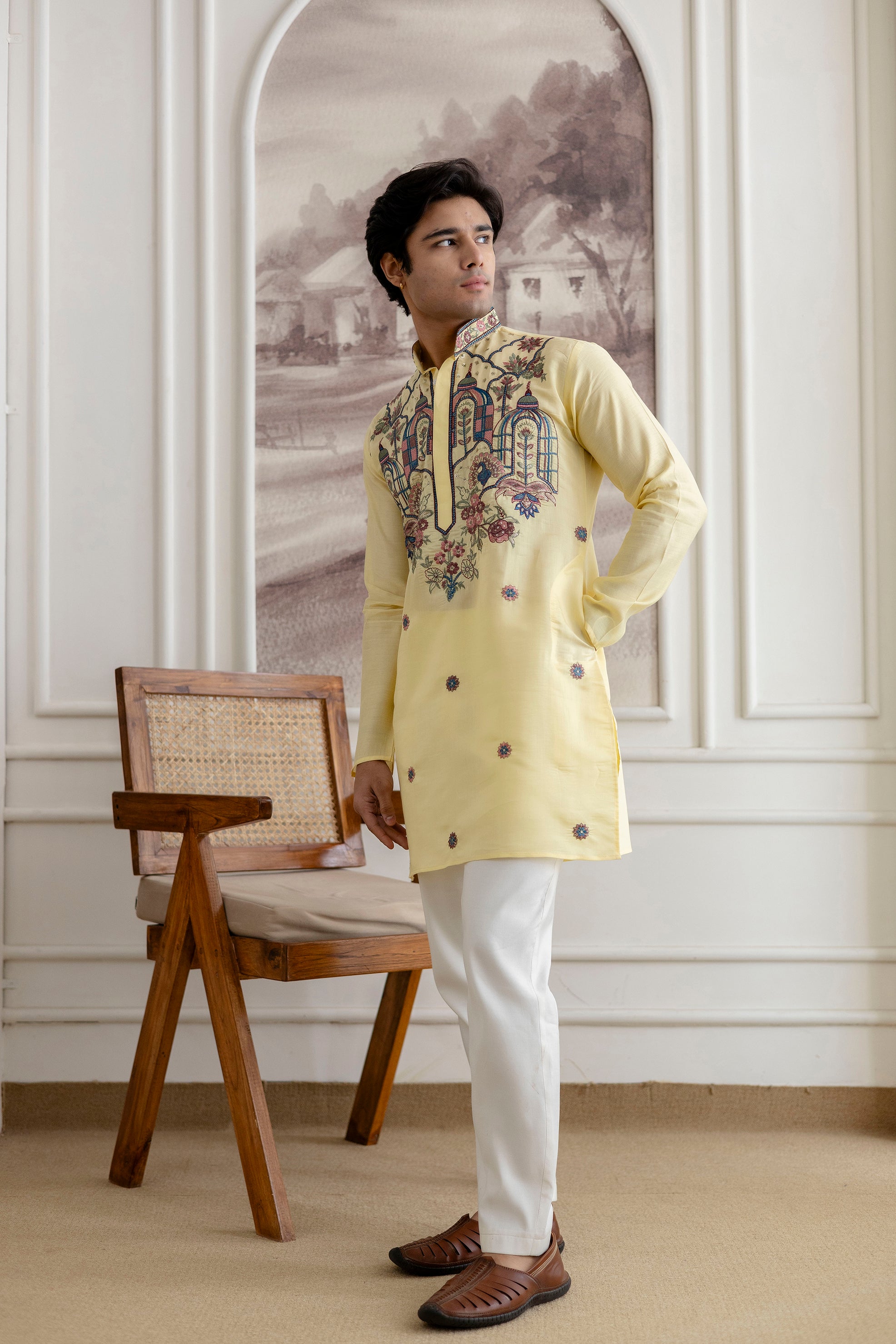 Embroidery Silk Kurta For Man