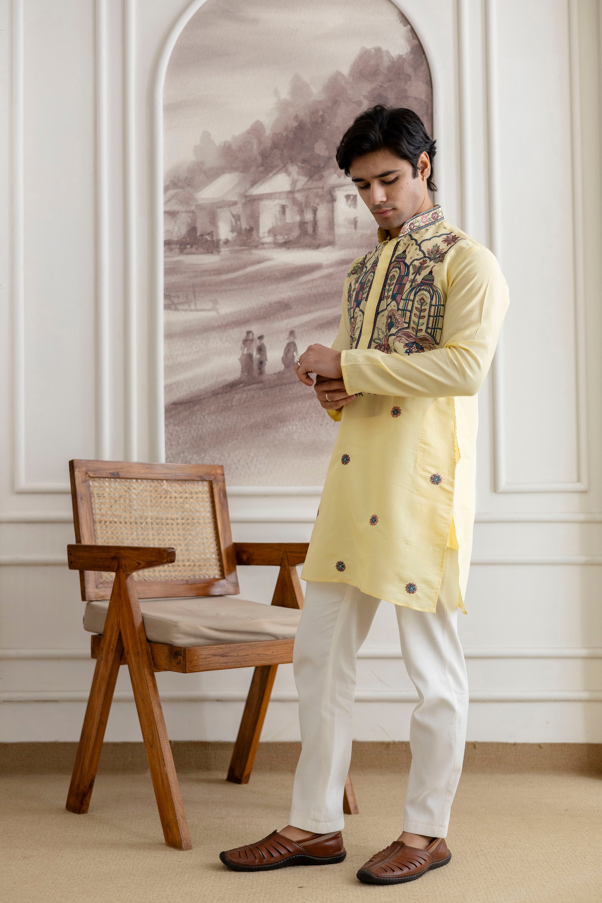 Embroidery Silk Kurta For Man