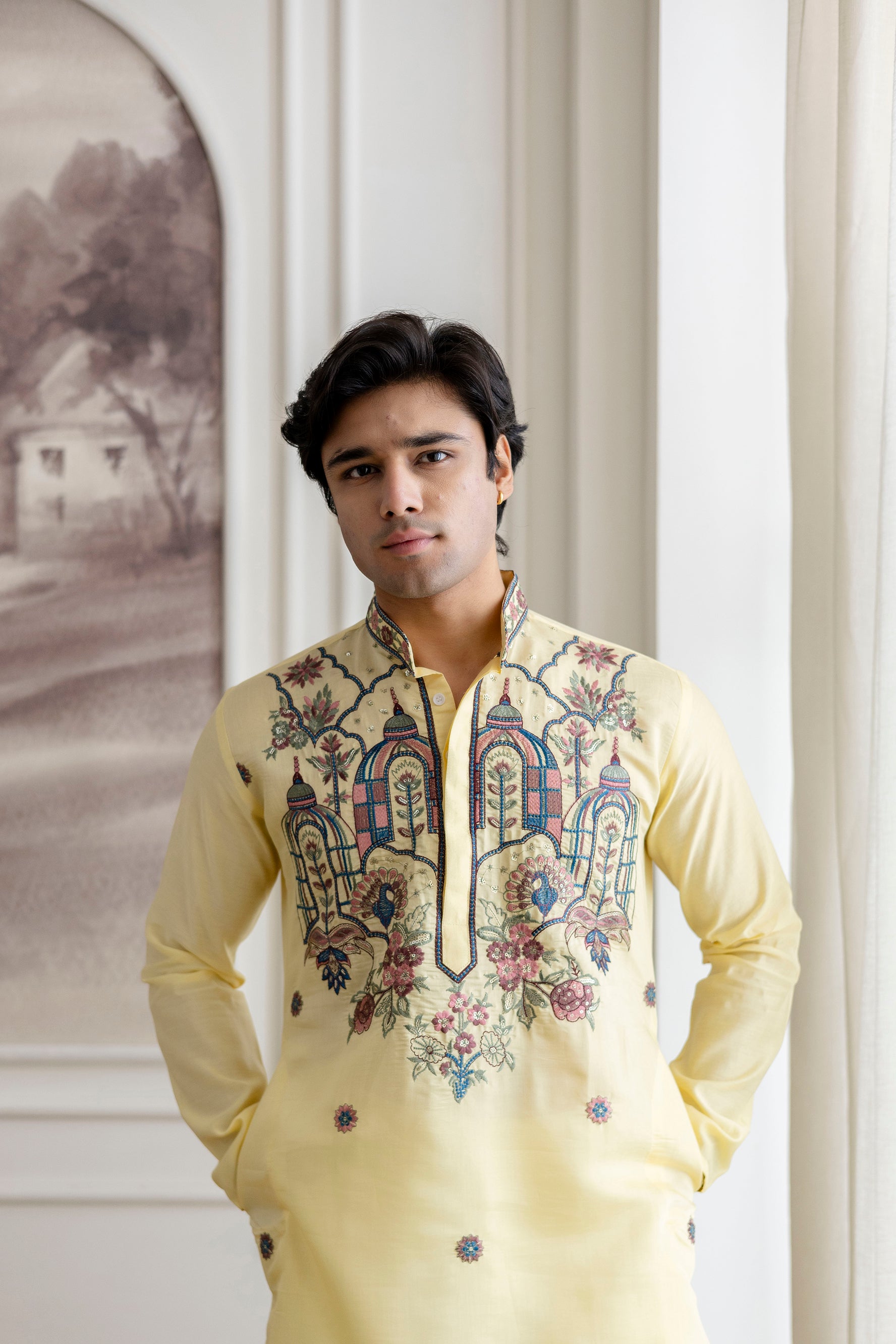 Embroidery Silk Kurta For Man