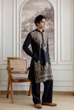 Embroidery Black Silk Kurta For Man