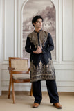 Embroidery Black Silk Kurta For Man