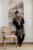 Embroidery Black Silk Kurta For Man