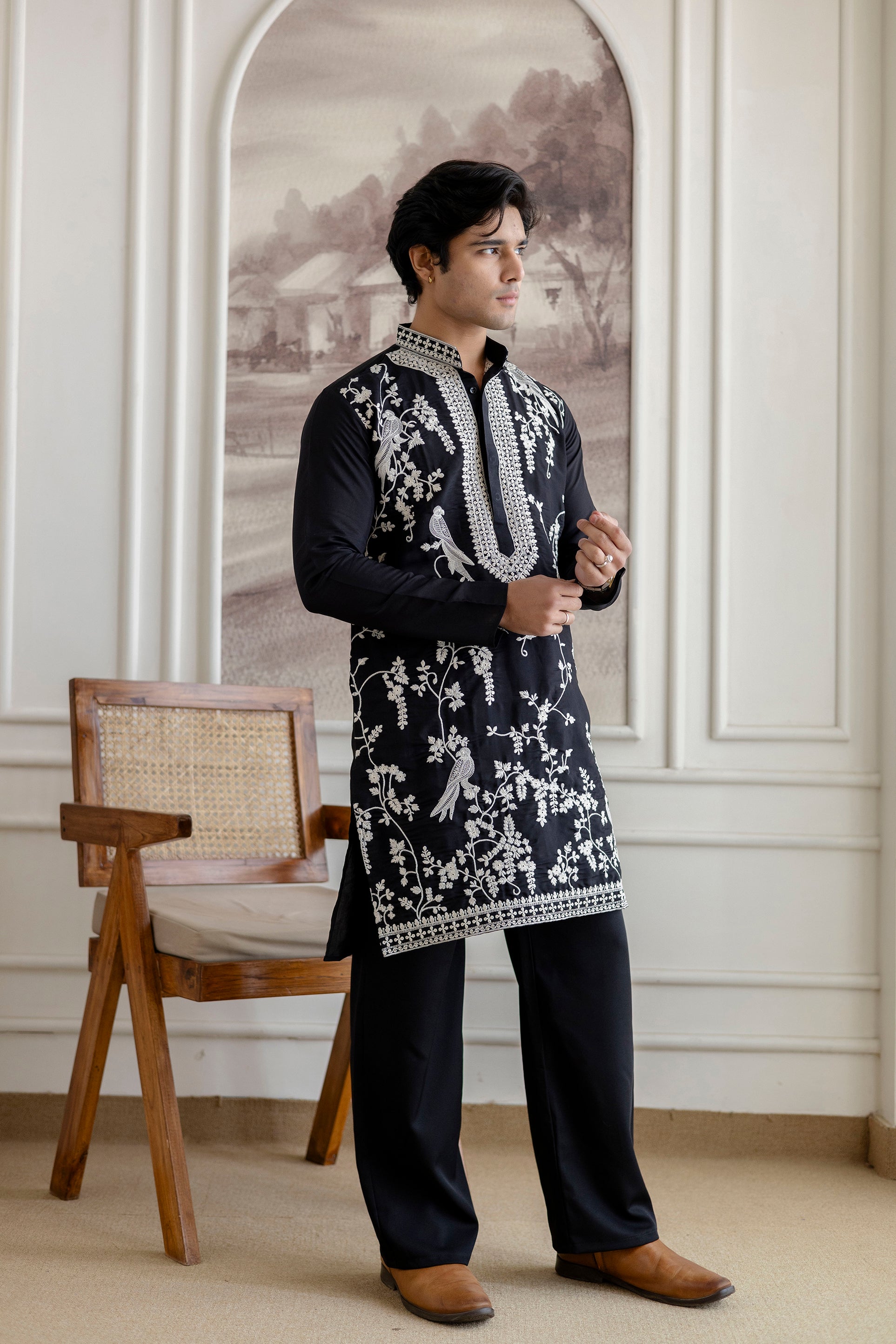 Embroidery Silk Kurta For Man