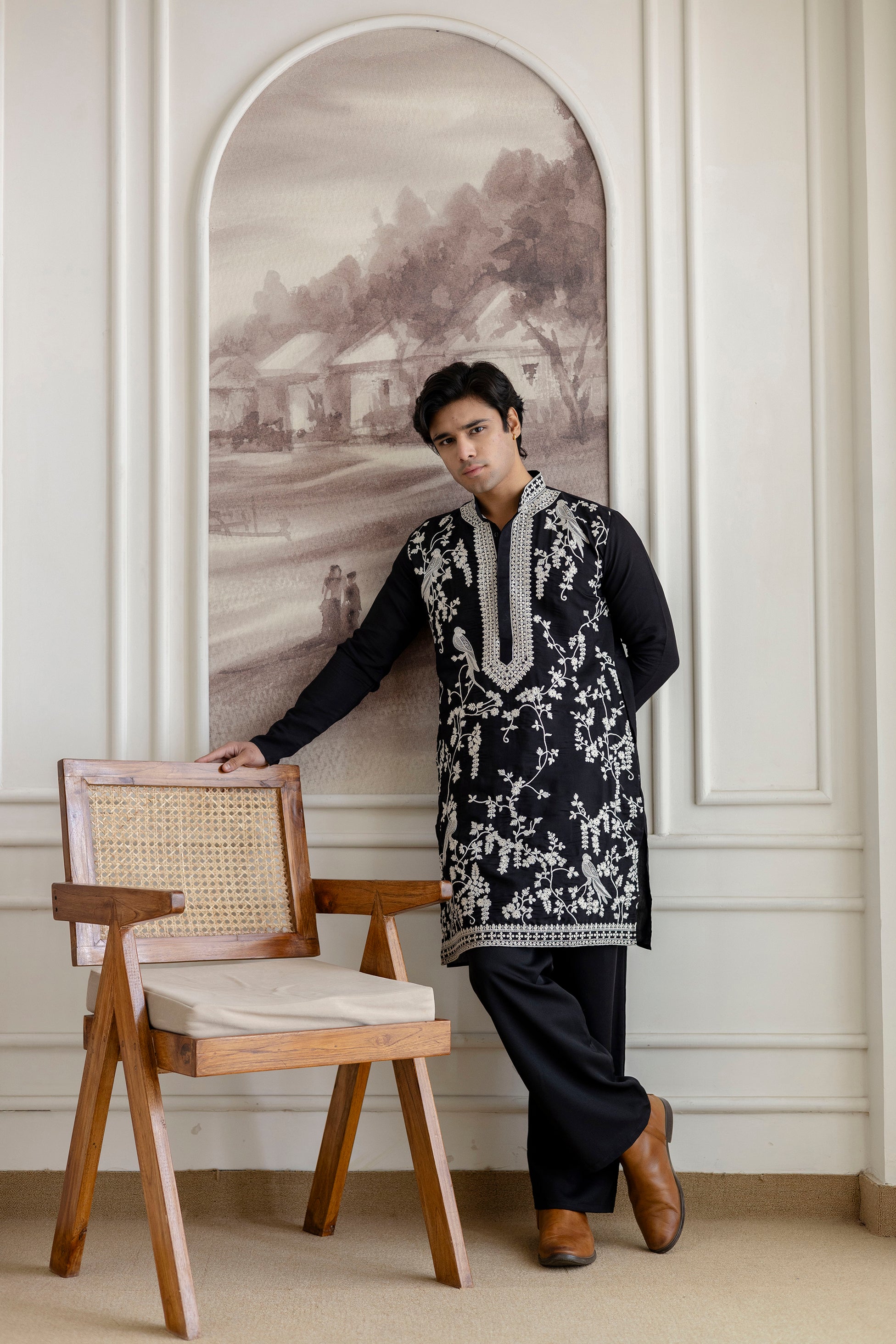 Embroidery Silk Kurta For Man