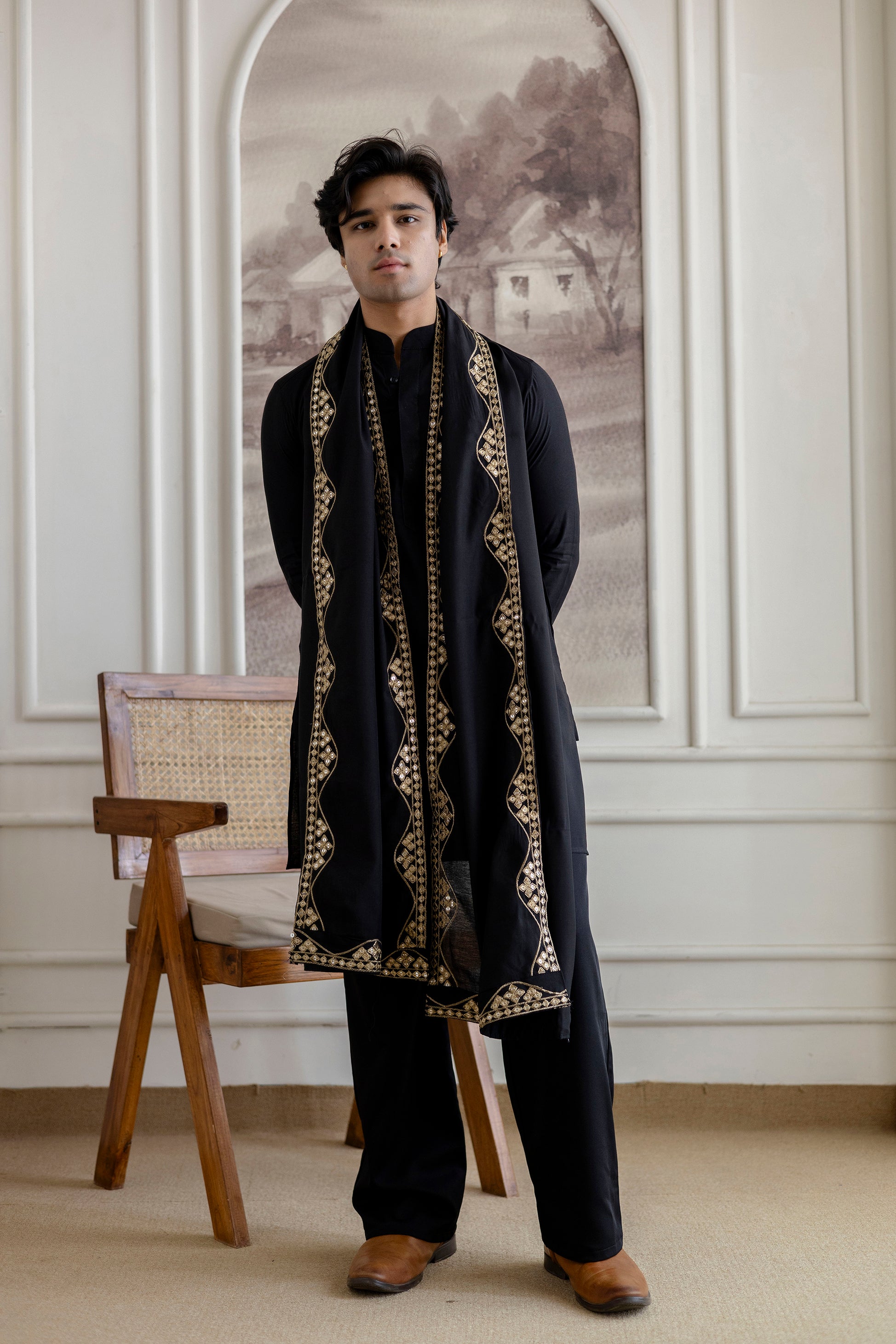 Embroidery Silk Dupatta  For Man(Only Dupatta)