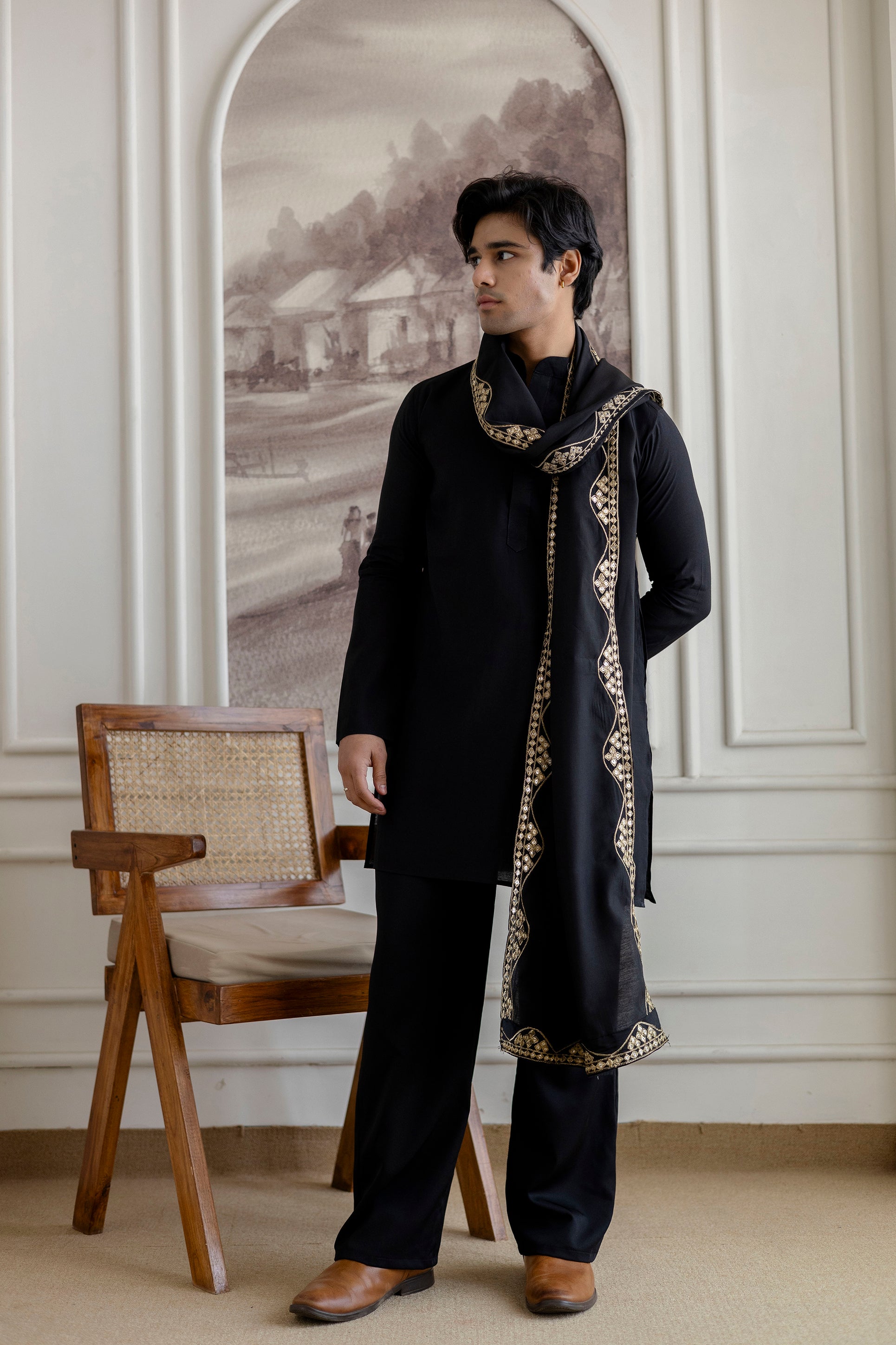Embroidery Silk Dupatta  For Man(Only Dupatta)