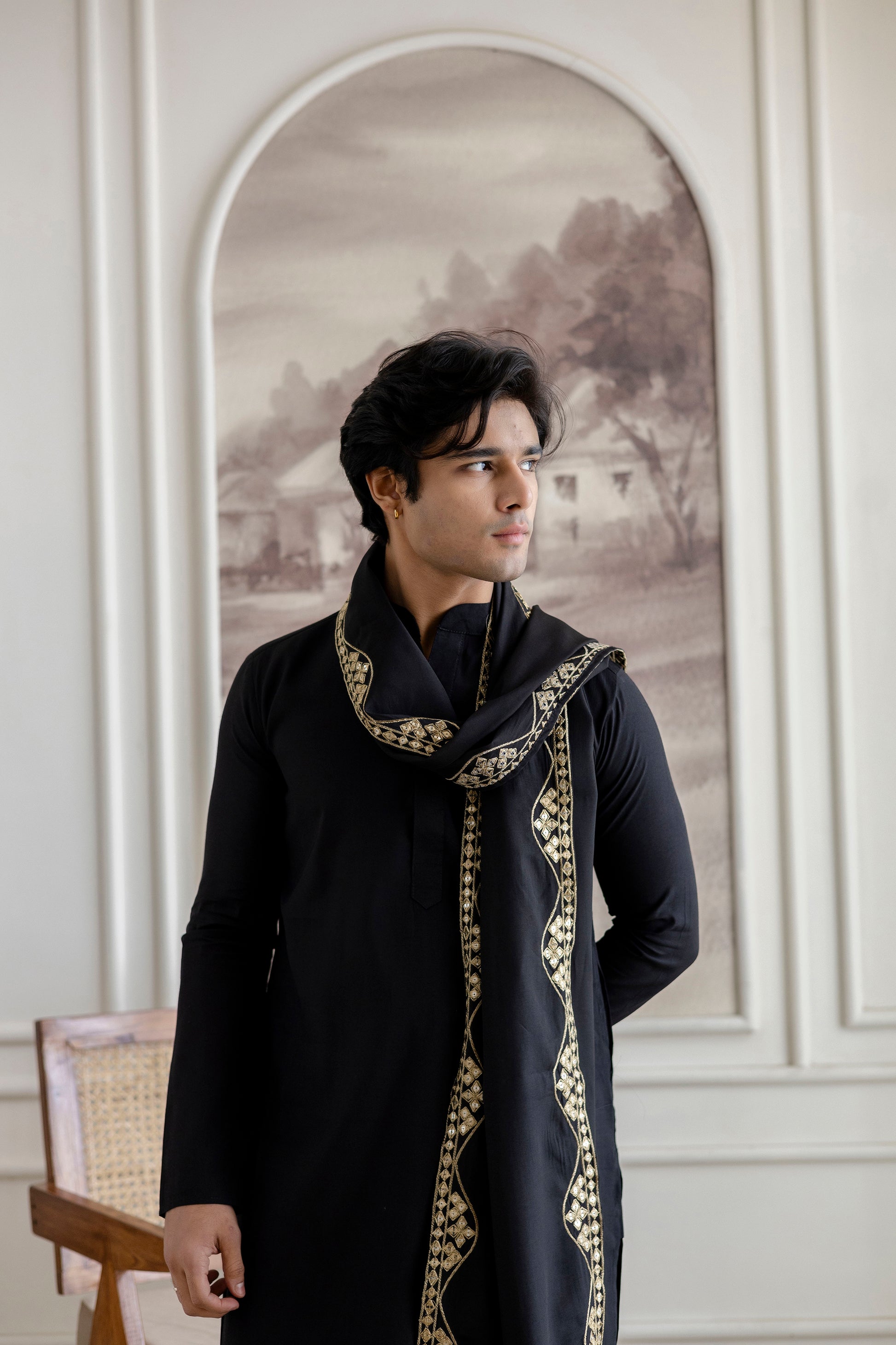 Embroidery Silk Dupatta  For Man(Only Dupatta)