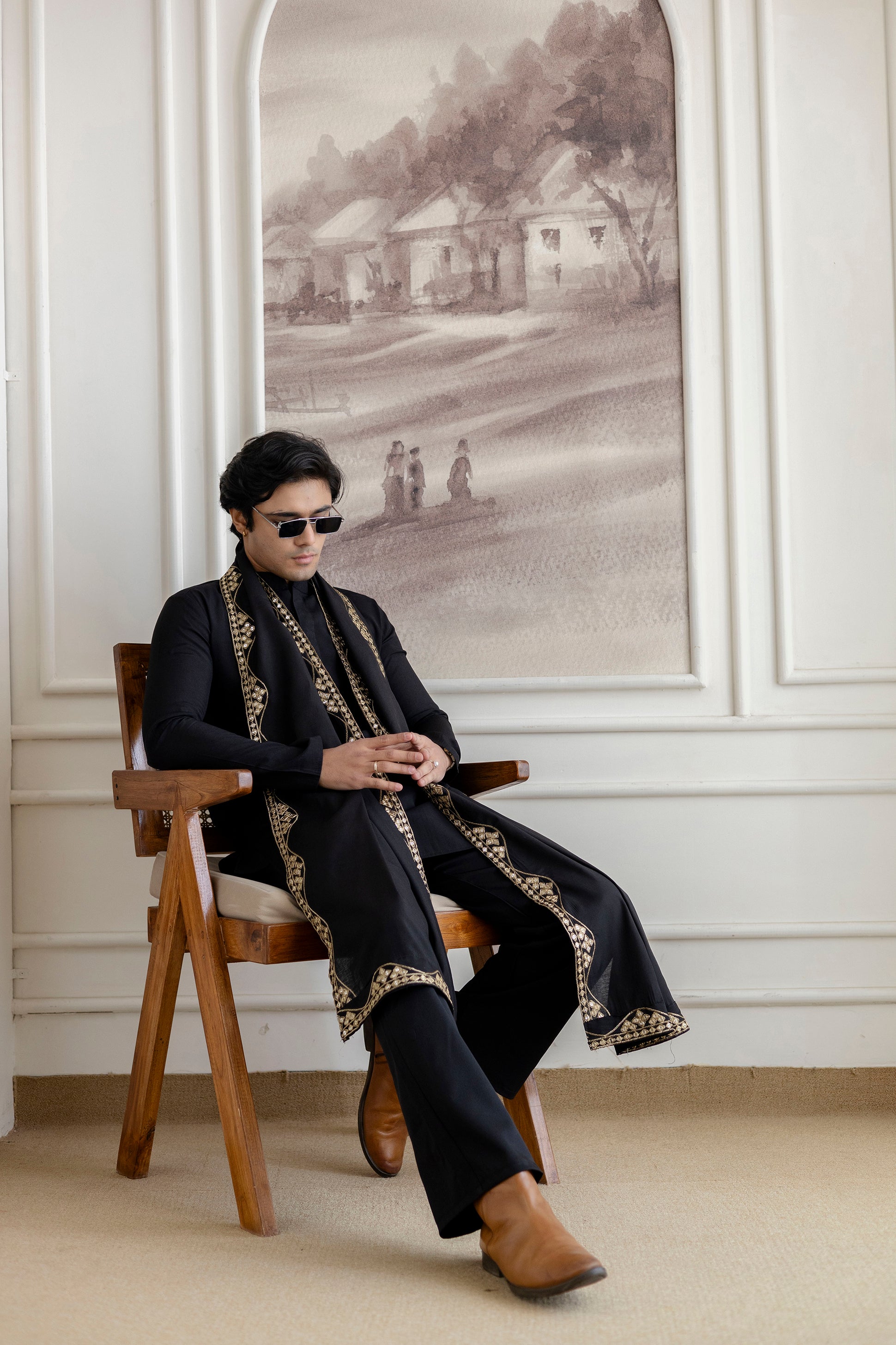 Embroidery Silk Dupatta  For Man(Only Dupatta)