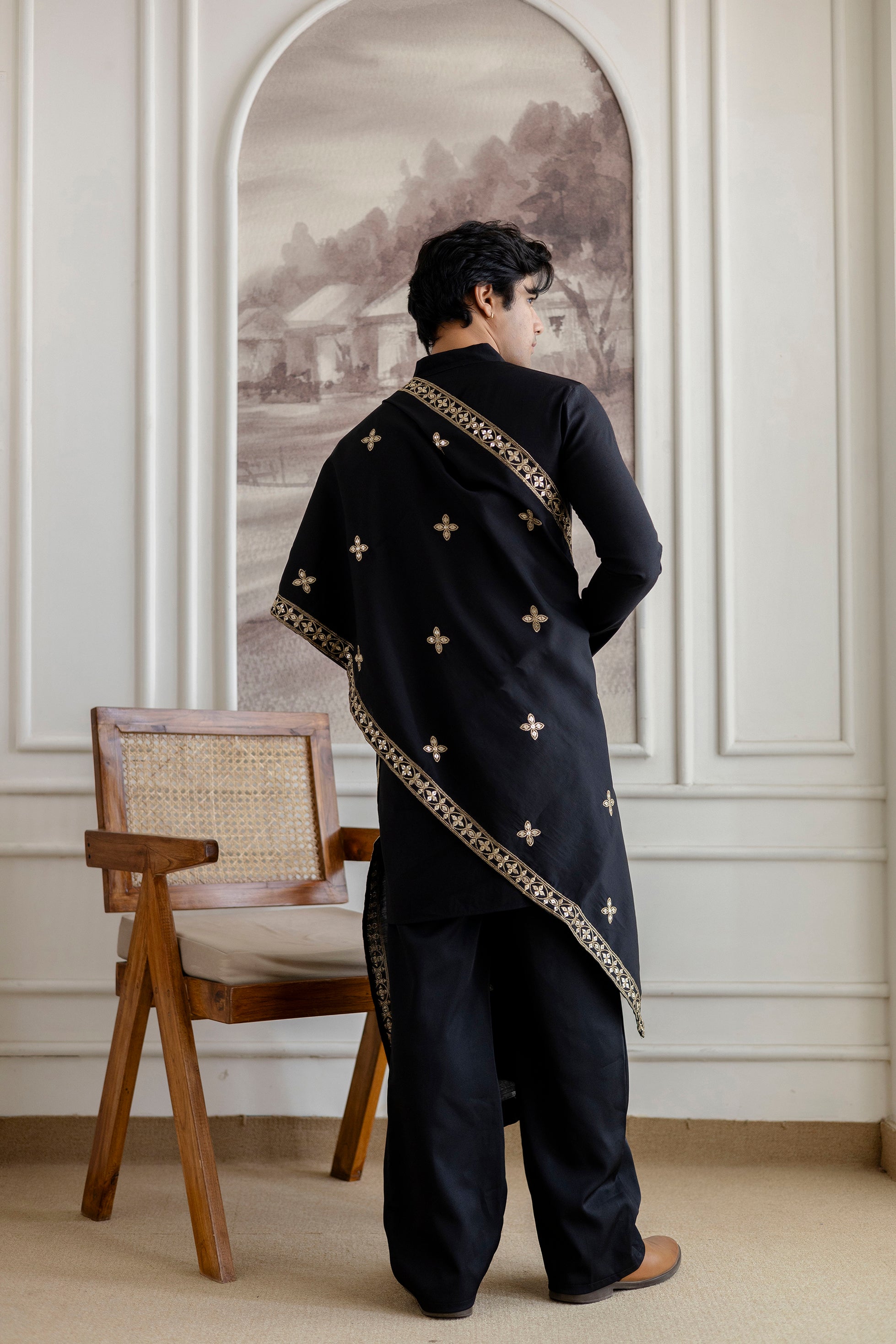 Embroidery Silk Dupatta  For Man(Only Dupatta)