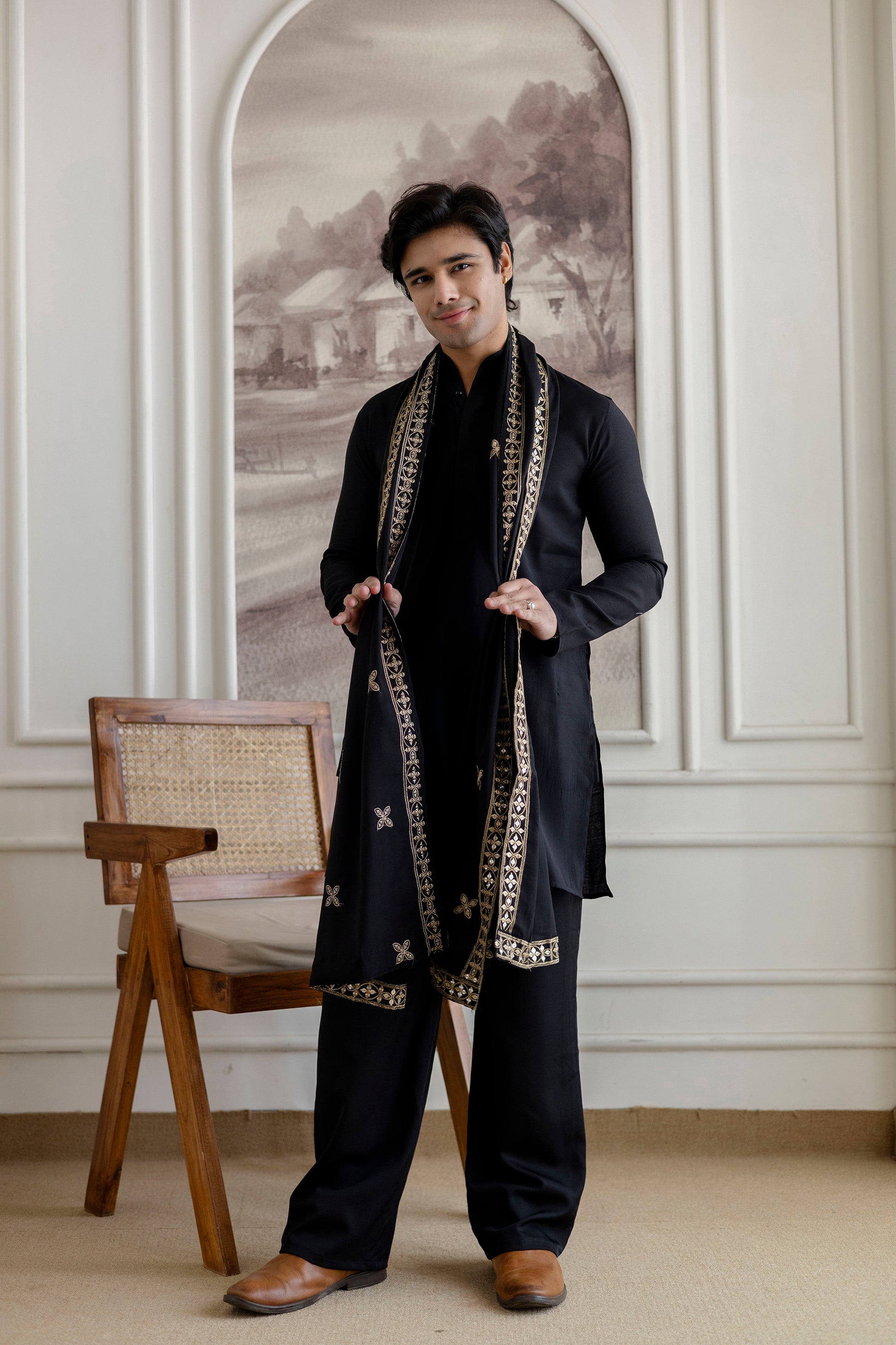Embroidery Silk Dupatta  For Man(Only Dupatta)