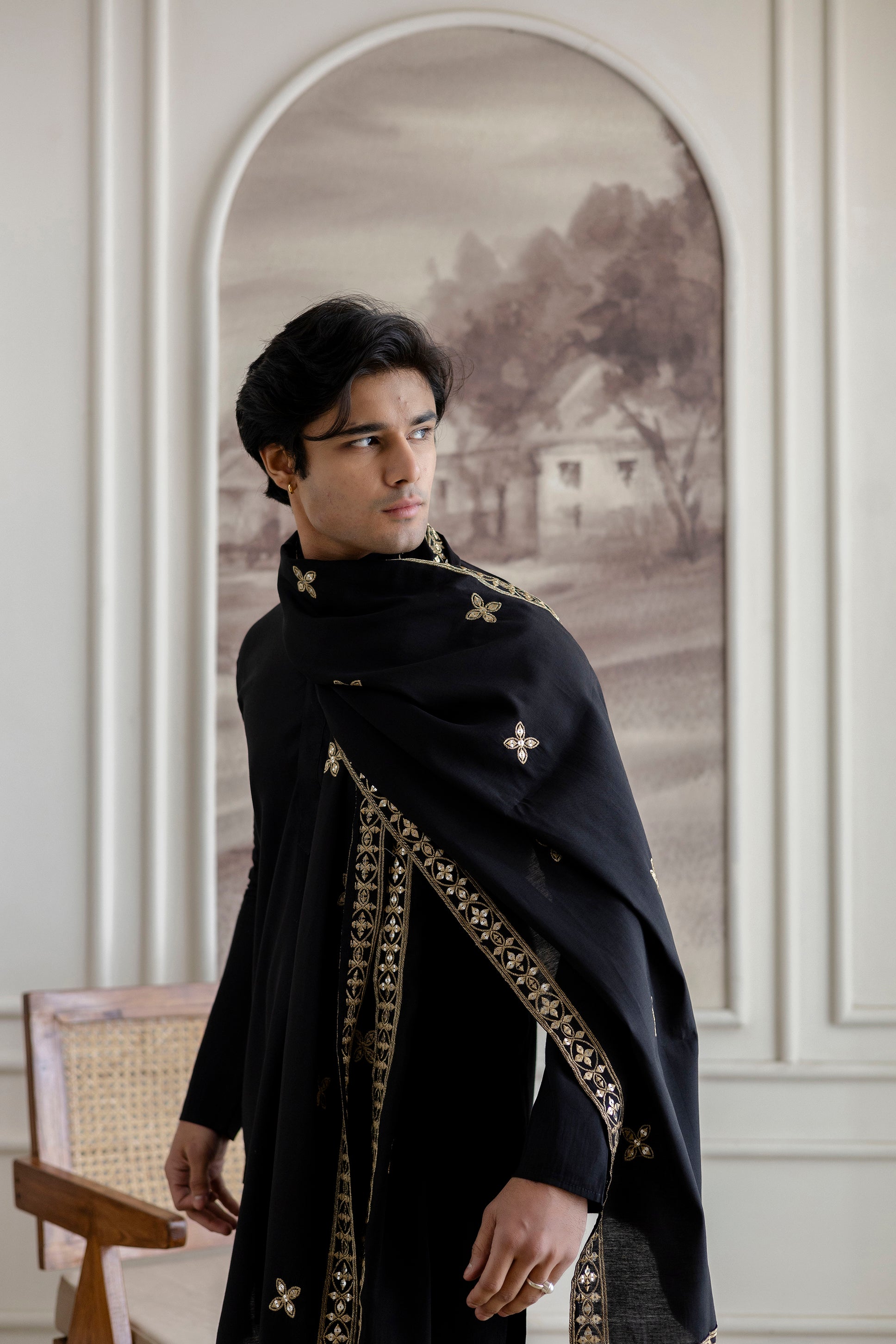 Embroidery Silk Dupatta  For Man(Only Dupatta)