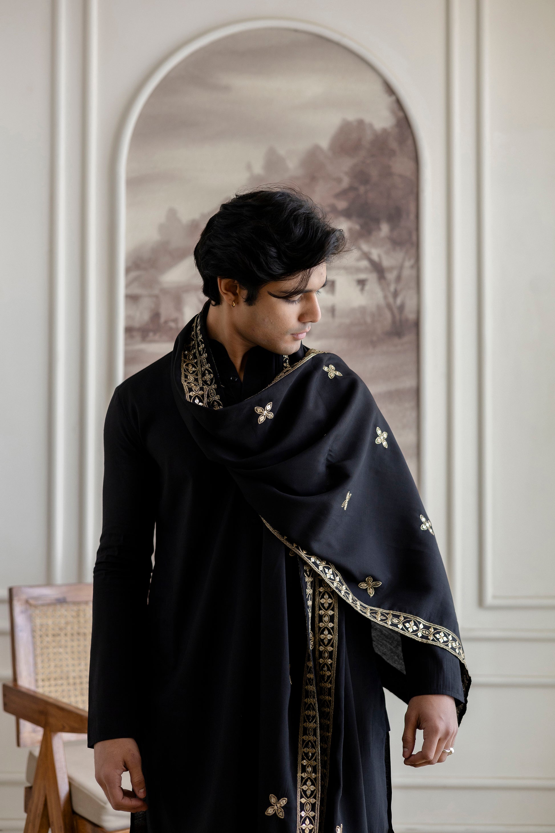 Embroidery Silk Dupatta  For Man(Only Dupatta)