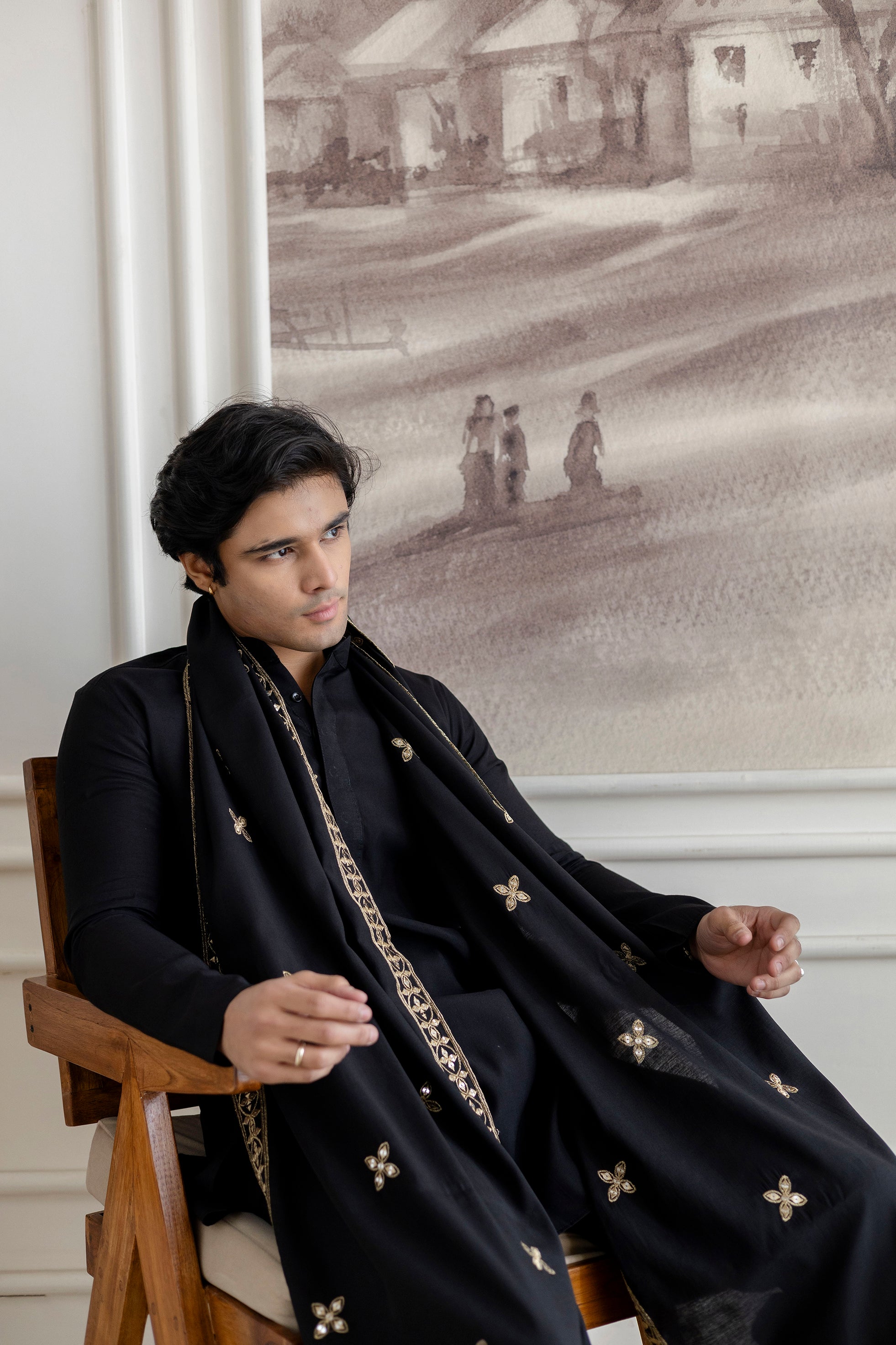Embroidery Silk Dupatta  For Man(Only Dupatta)