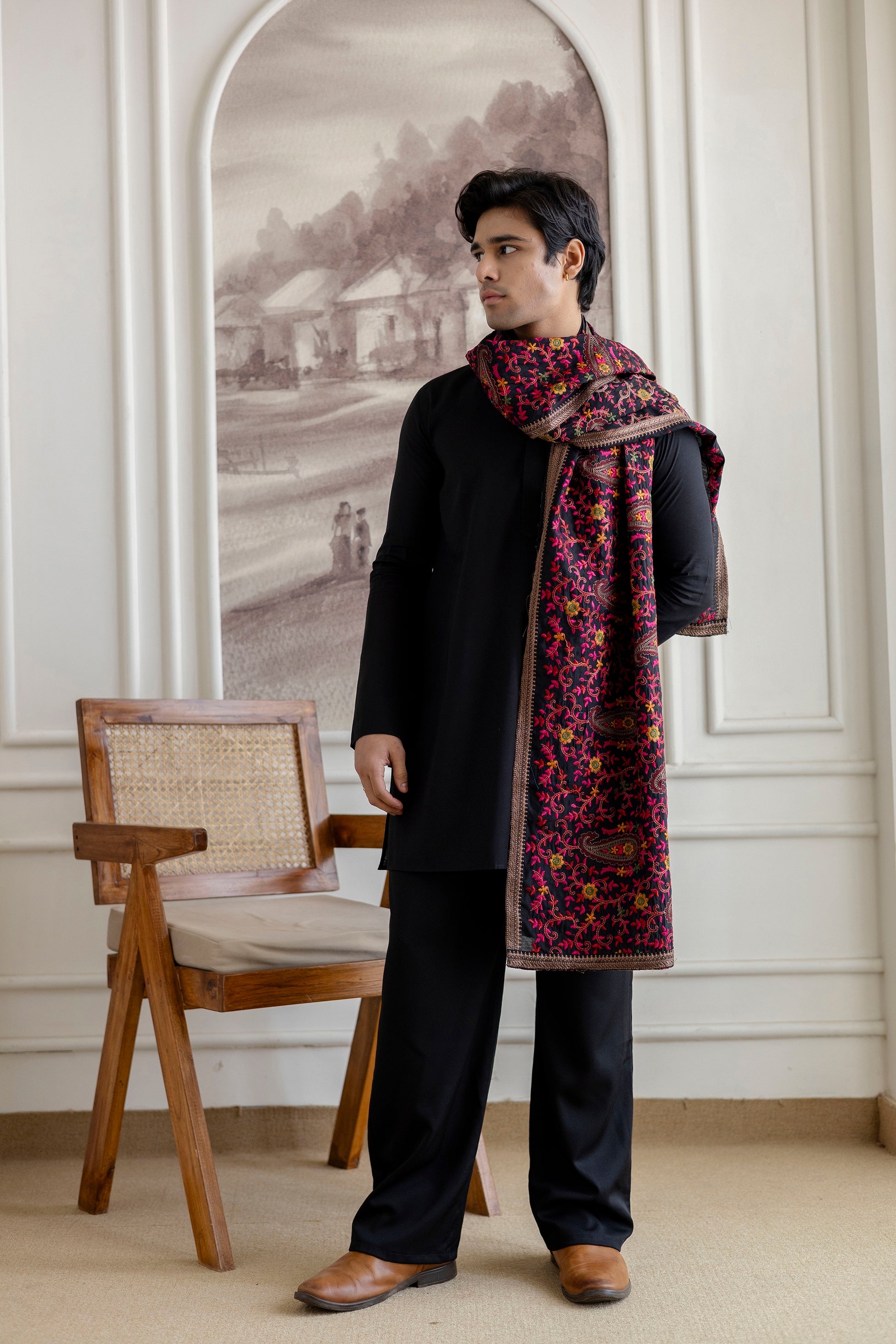 Embroidery Silk Dupatta  For Man(Only Dupatta)