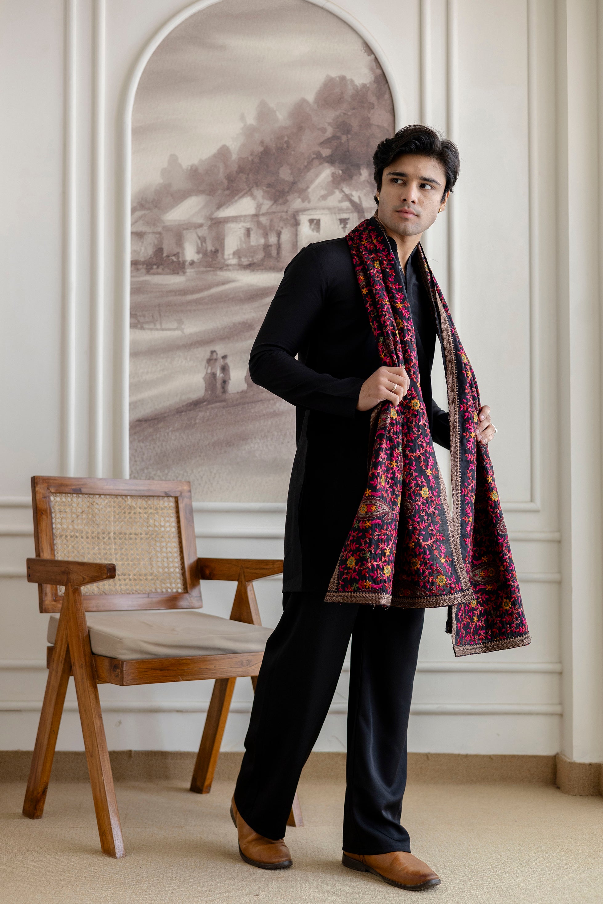Embroidery Silk Dupatta  For Man(Only Dupatta)