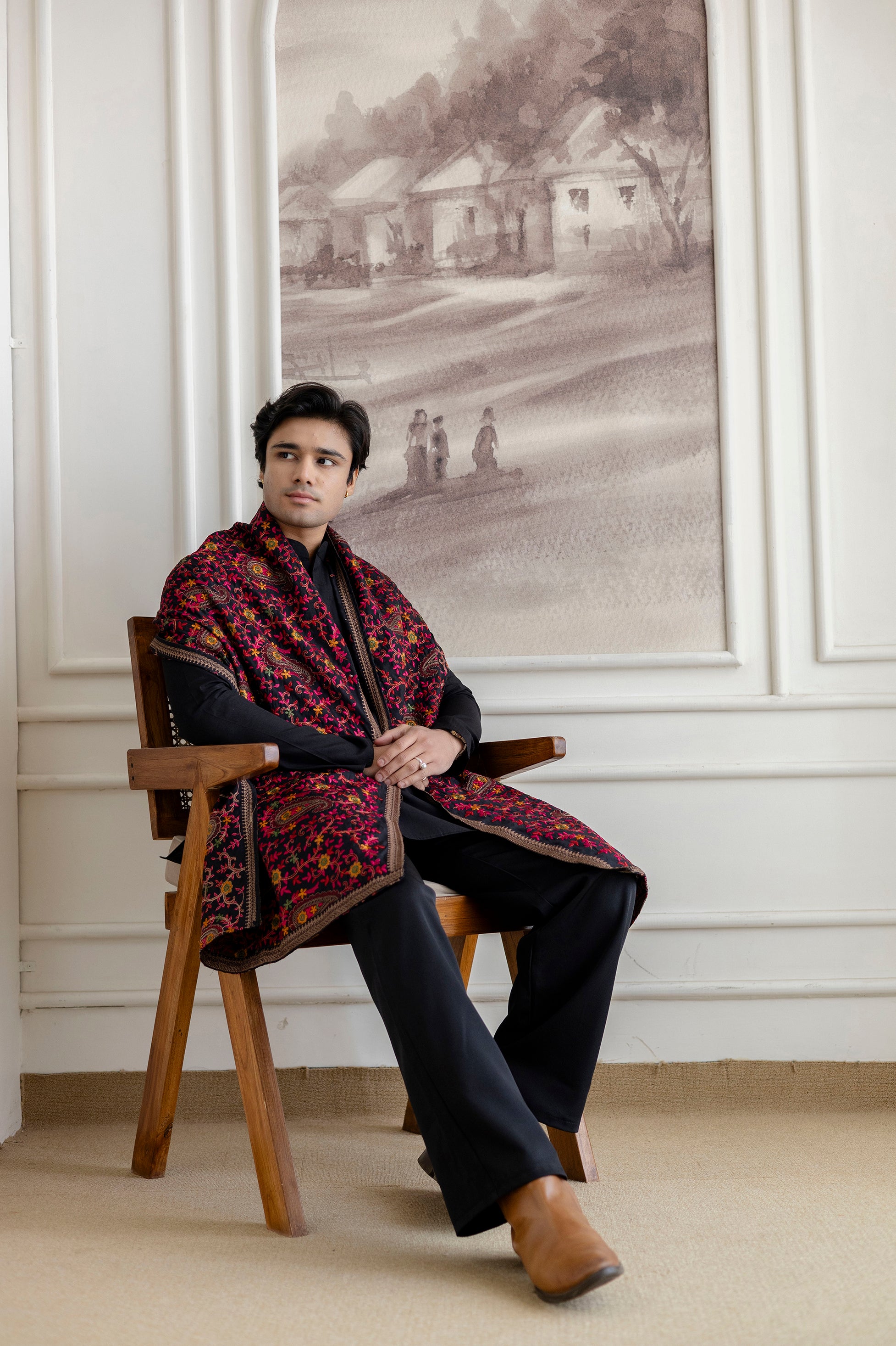 Embroidery Silk Dupatta  For Man(Only Dupatta)