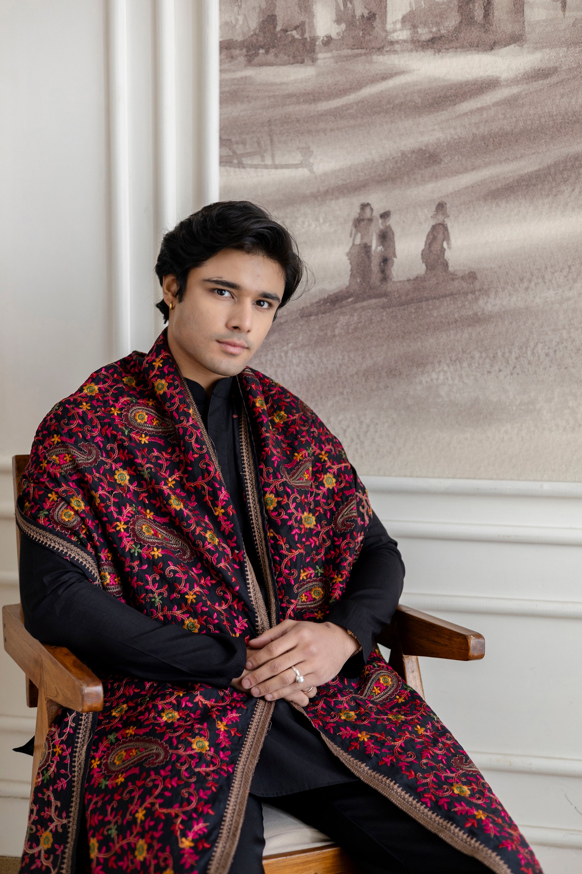 Embroidery Silk Dupatta  For Man(Only Dupatta)