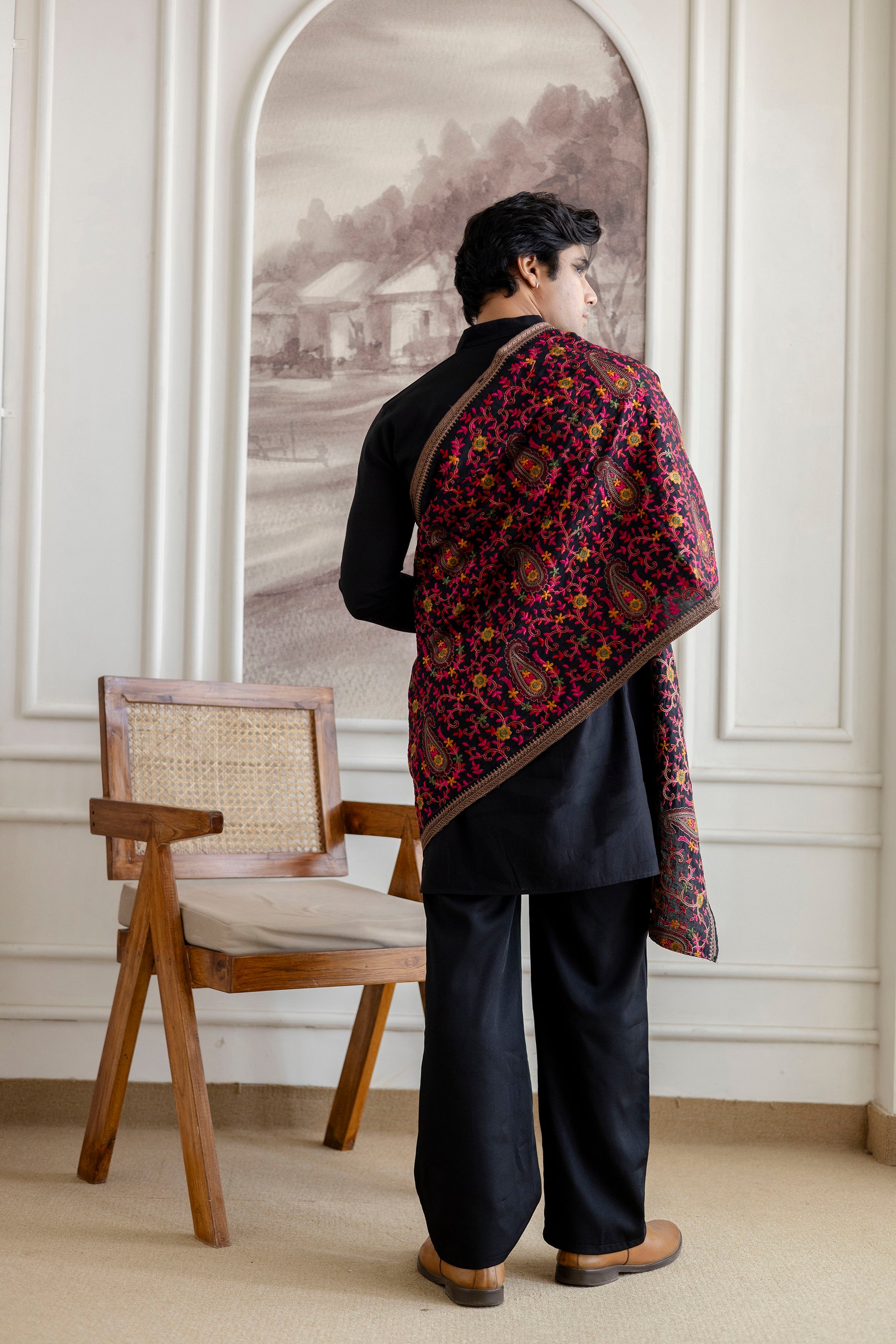Embroidery Silk Dupatta  For Man(Only Dupatta)