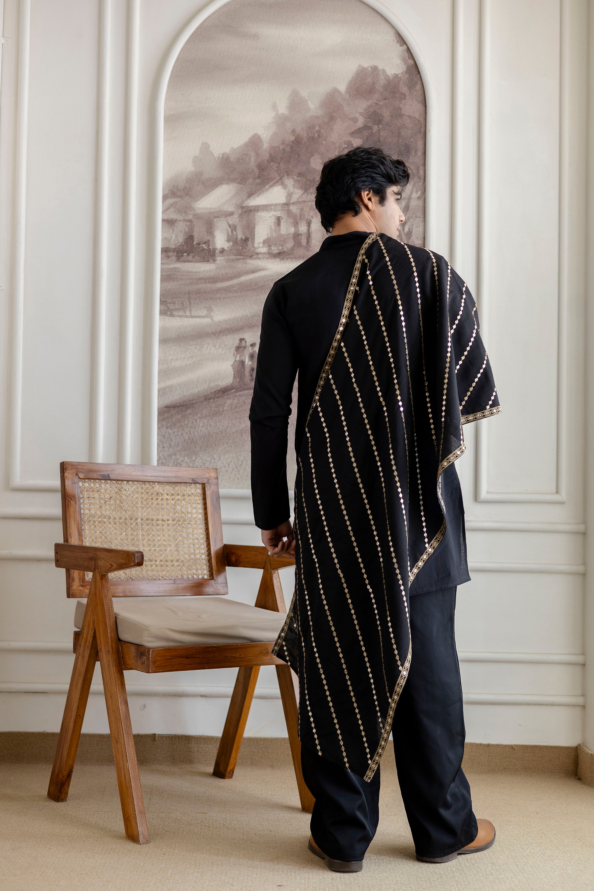 Embroidery Silk Dupatta  For Man(Only Dupatta)
