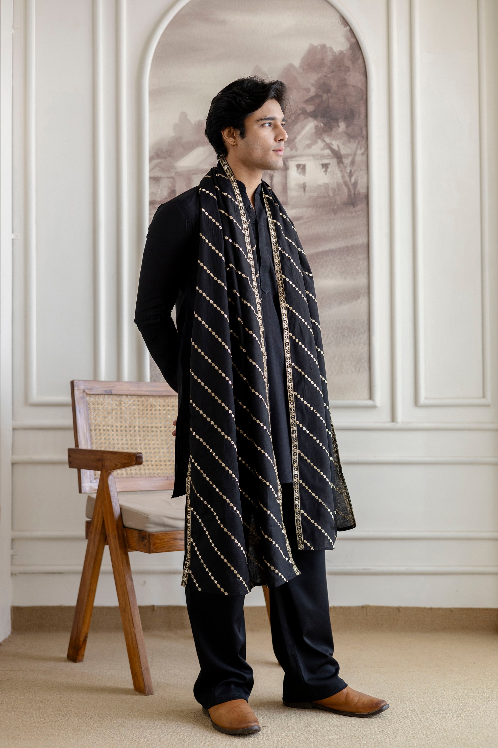 Embroidery Silk Dupatta  For Man(Only Dupatta)