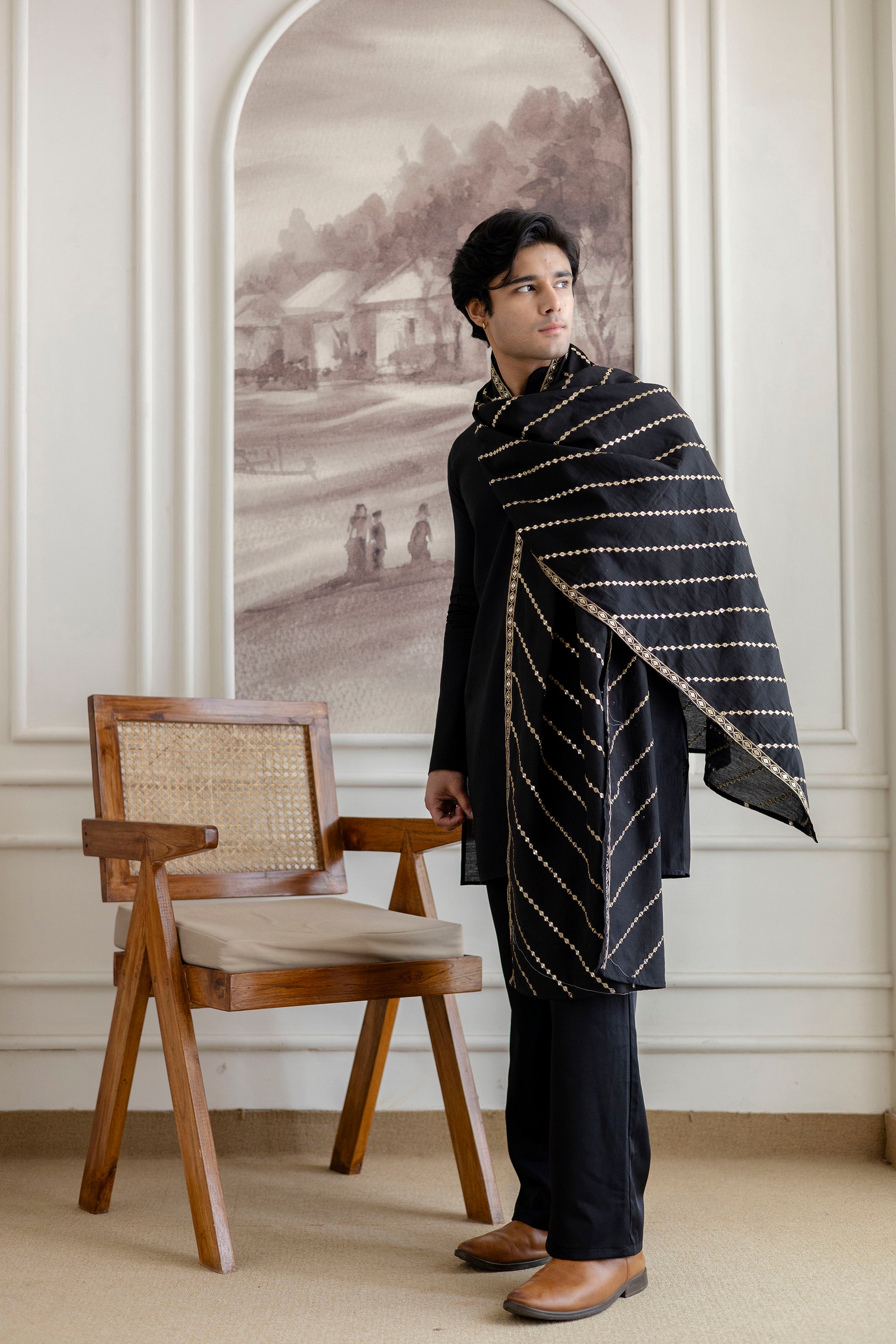 Embroidery Silk Dupatta  For Man(Only Dupatta)