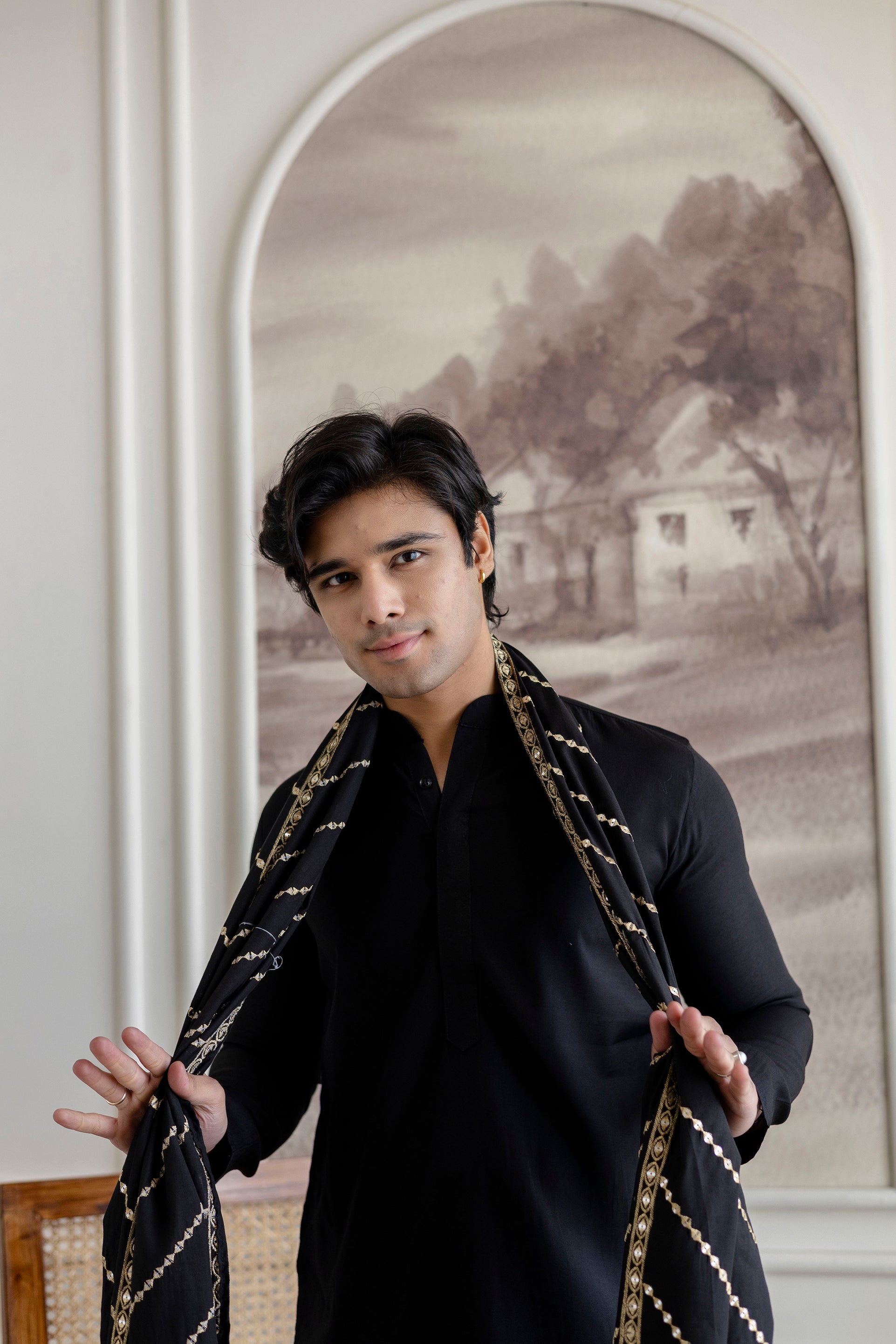 Embroidery Silk Dupatta  For Man(Only Dupatta)