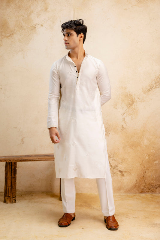 Embroidery Work Silk Kurta For Man