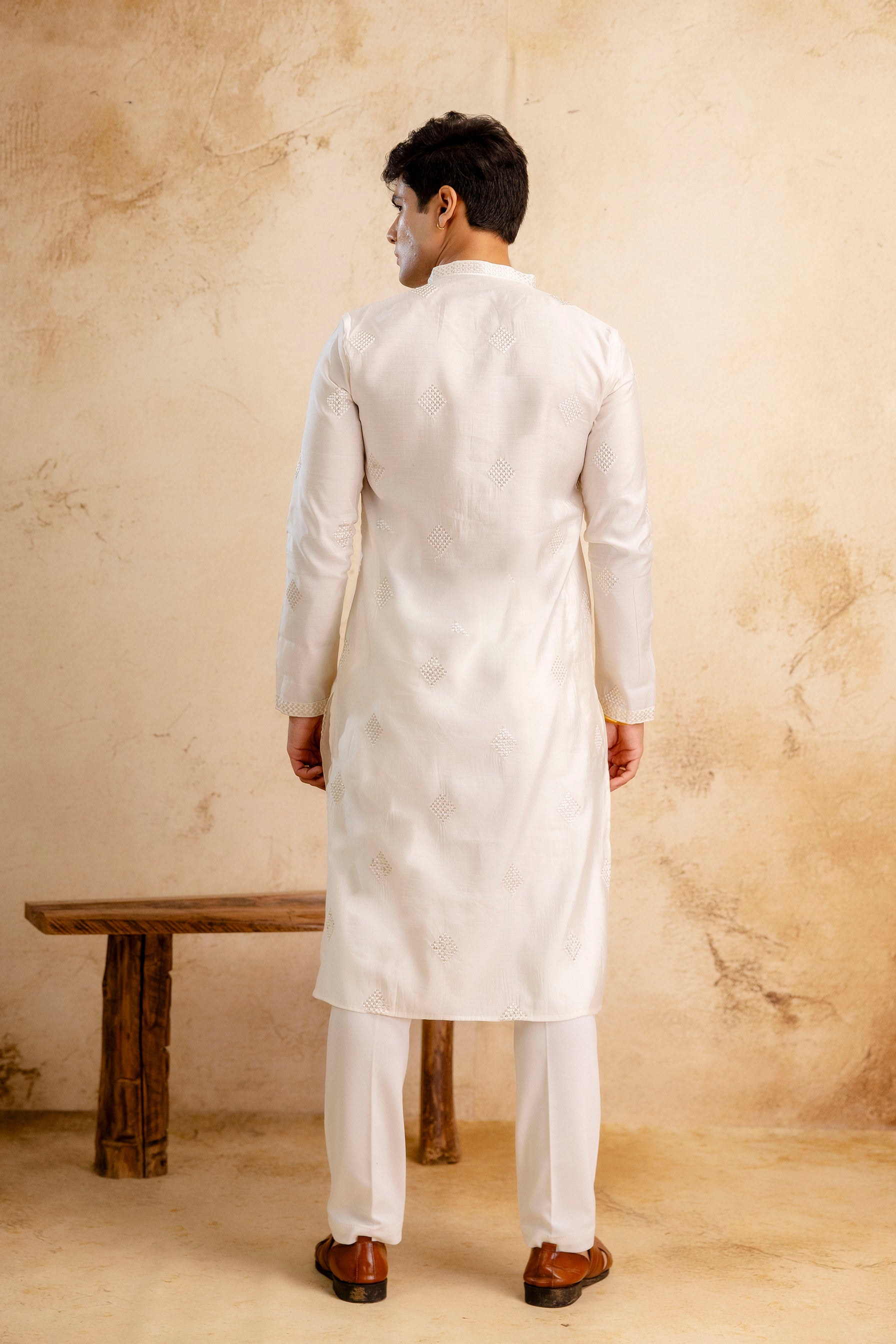 Embroidery Work Silk Kurta For Man