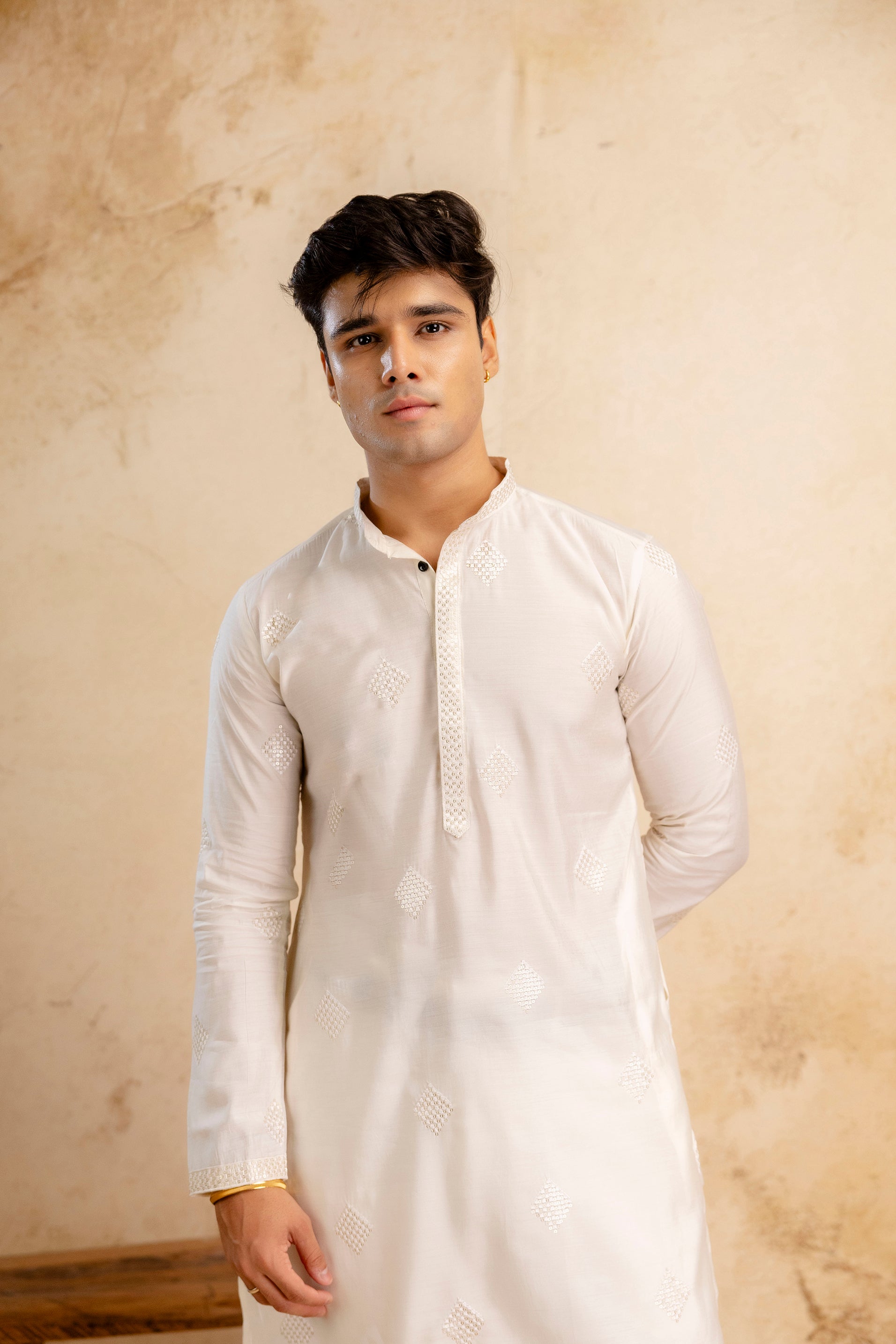 Embroidery Work Silk Kurta For Man