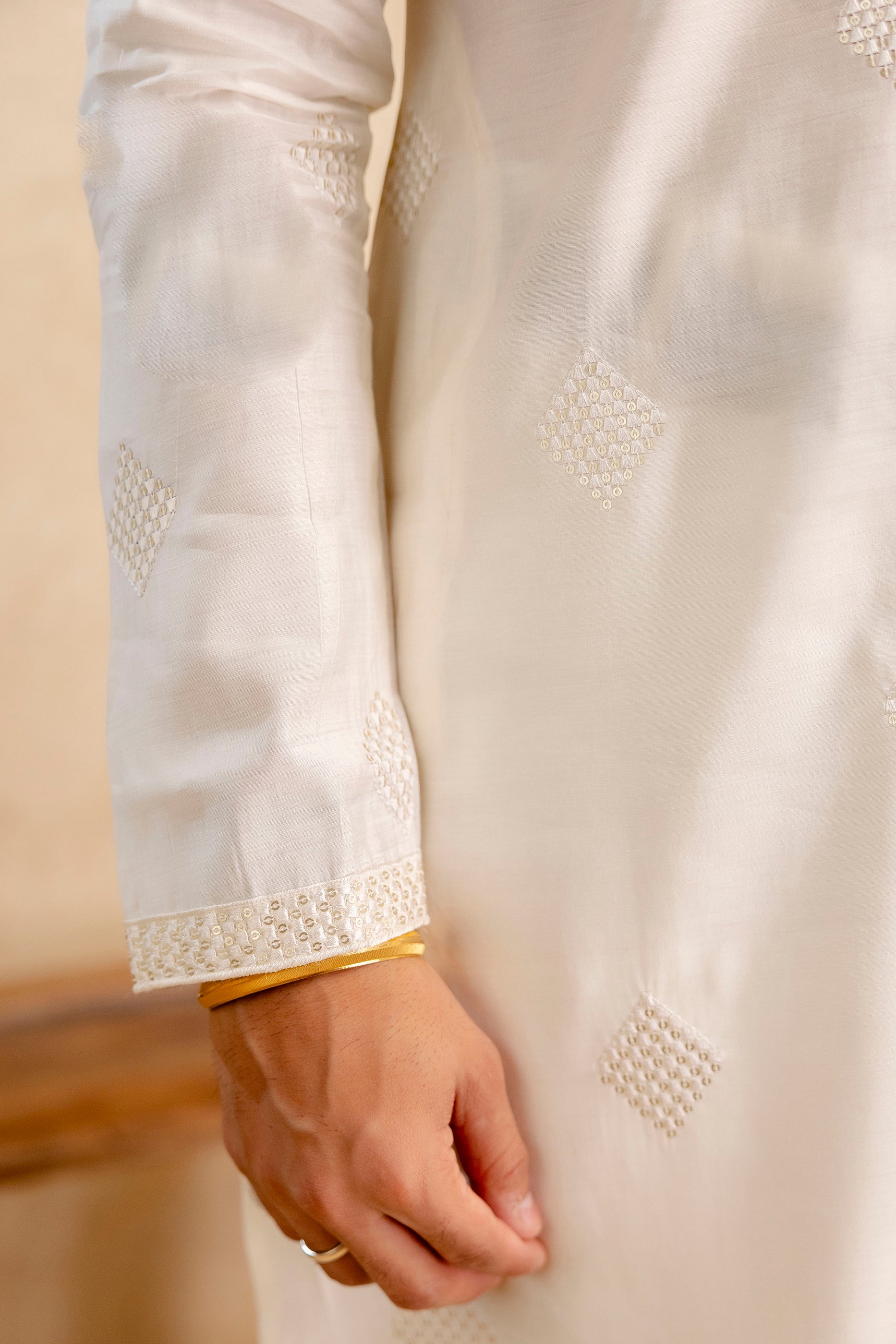 Embroidery Work Silk Kurta For Man
