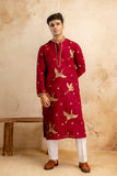 Embroidered Silk Blend Kurta For Man